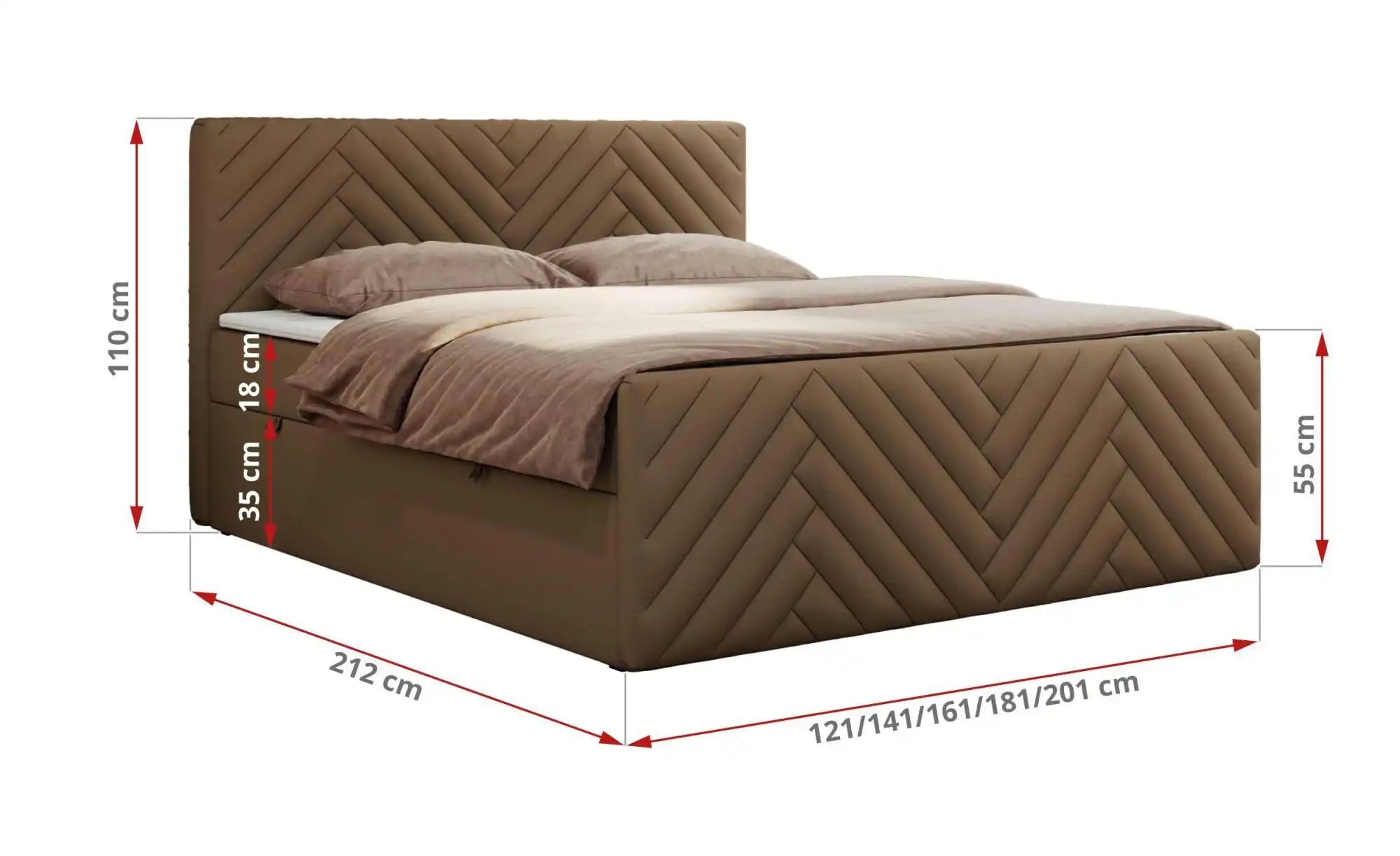 Thumbnail - Boxbett mit Bettkasten Paris Duo ¦ braun ¦ Maße (cm): B: 141 H: 110 Betten > Komfortbetten - Höffner