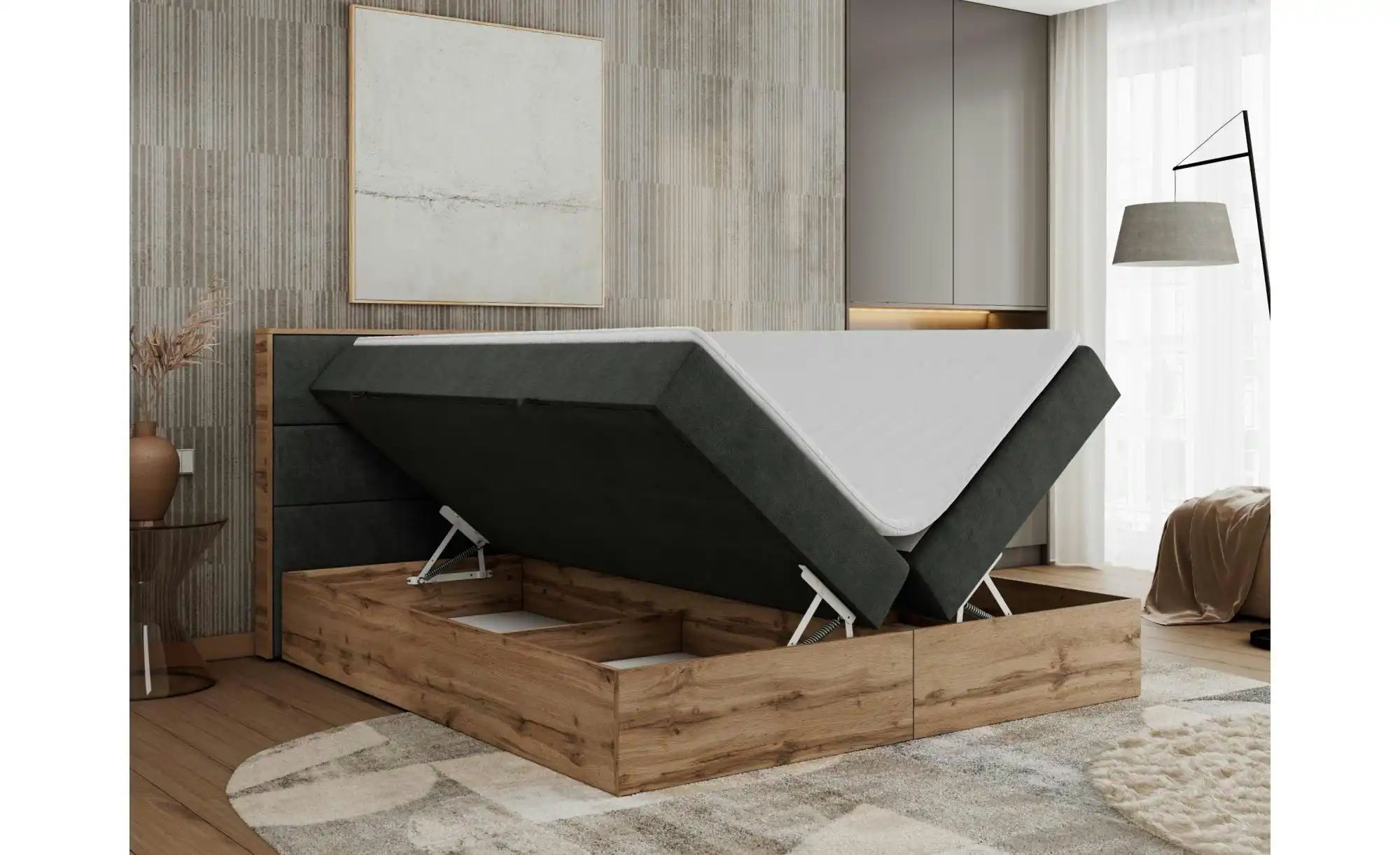 Boxbett mit Bettkasten Albero 2 ¦ grau ¦ Maße (cm): B: 148 H: 104 Betten > günstig online kaufen