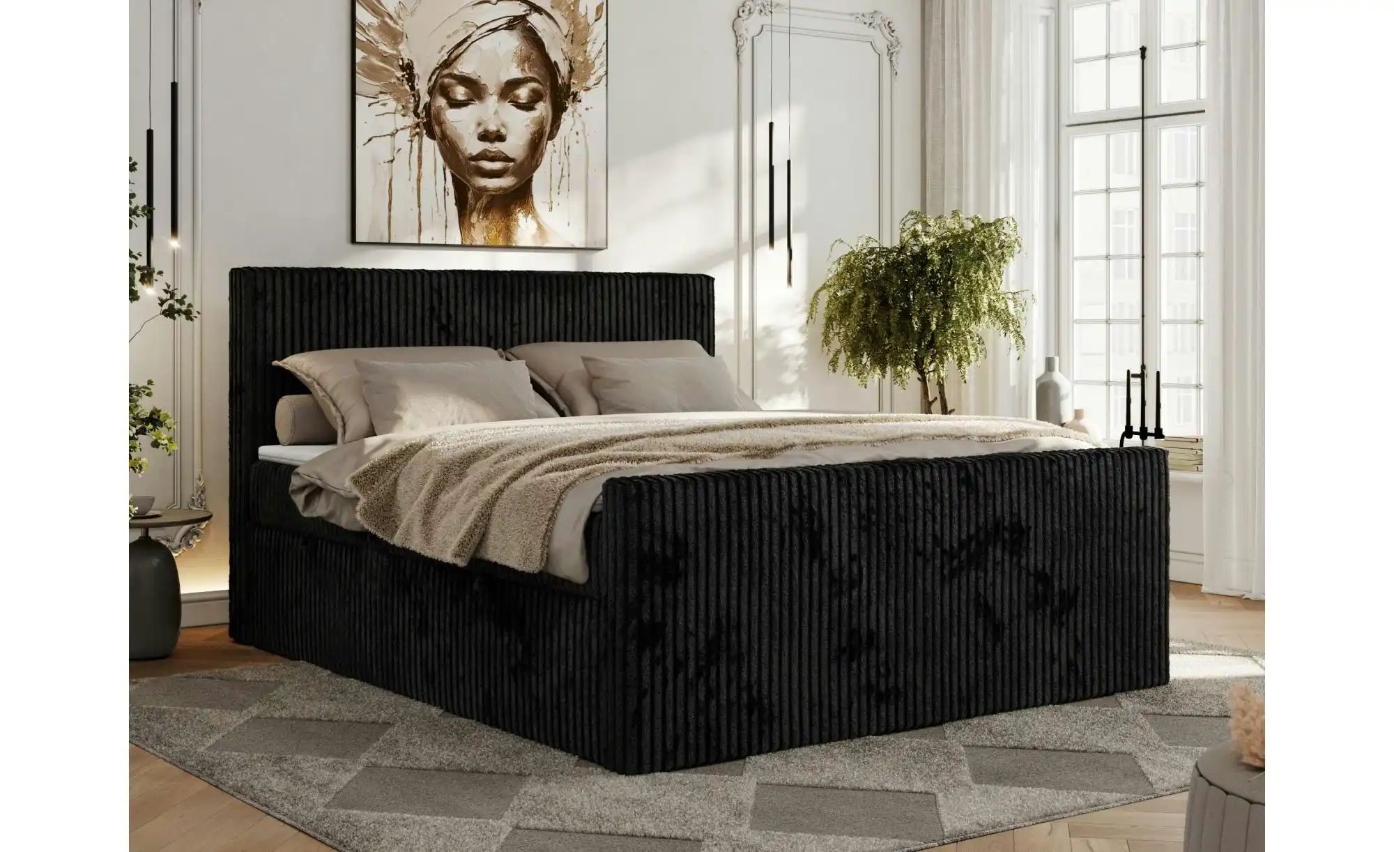 Boxbett mit Bettkasten Tiliano Duo ¦ schwarz ¦ Maße (cm): B: 204 H: 119 Bet günstig online kaufen