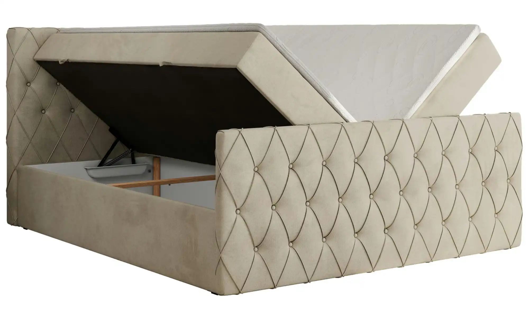 Boxspringbett mit Bettkasten Miren Duo ¦ beige ¦ Maße (cm): B: 161 H: 110 B günstig online kaufen