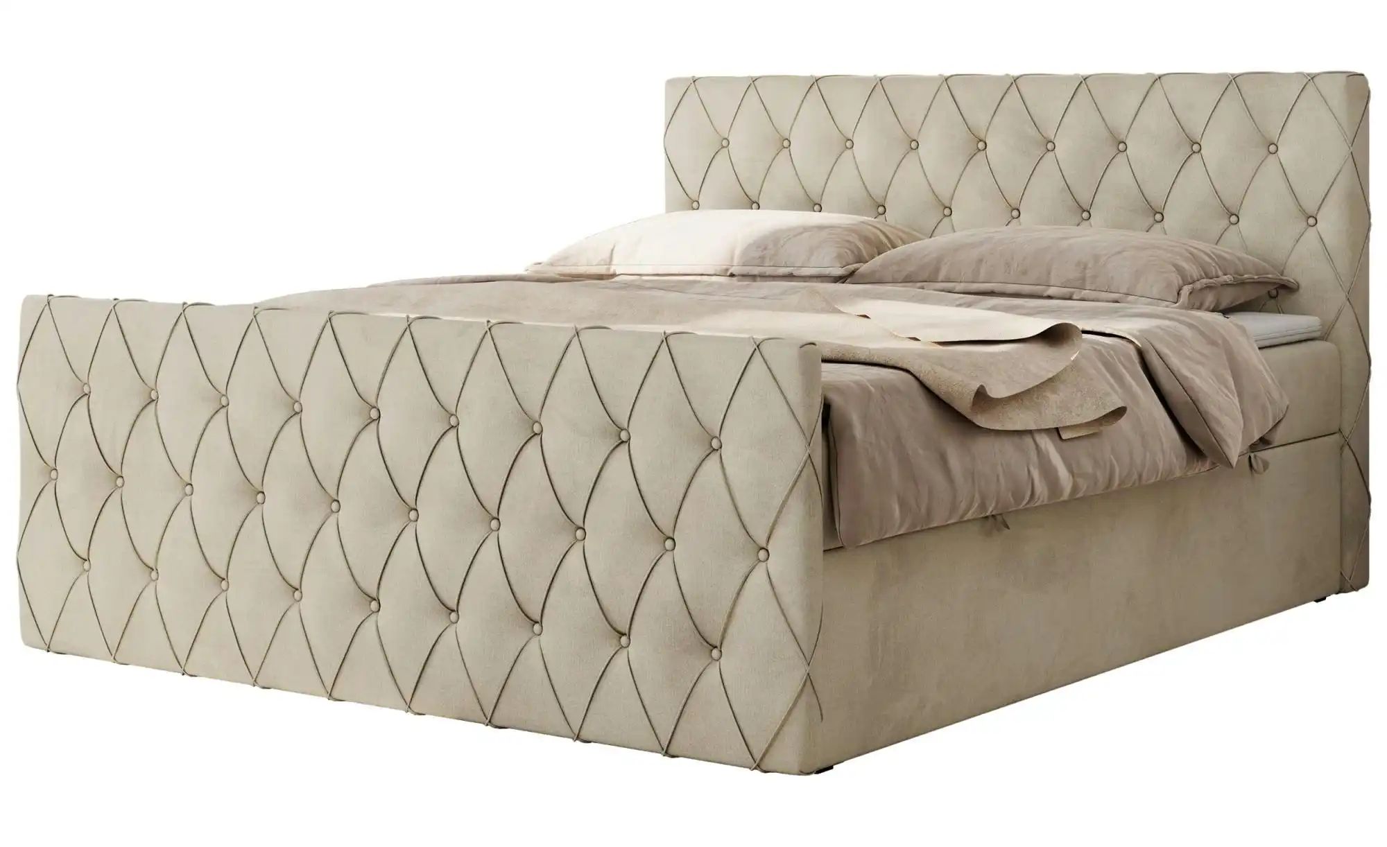 Boxspringbett mit Bettkasten Miren Duo ¦ beige ¦ Maße (cm): B: 161 H: 110 B günstig online kaufen