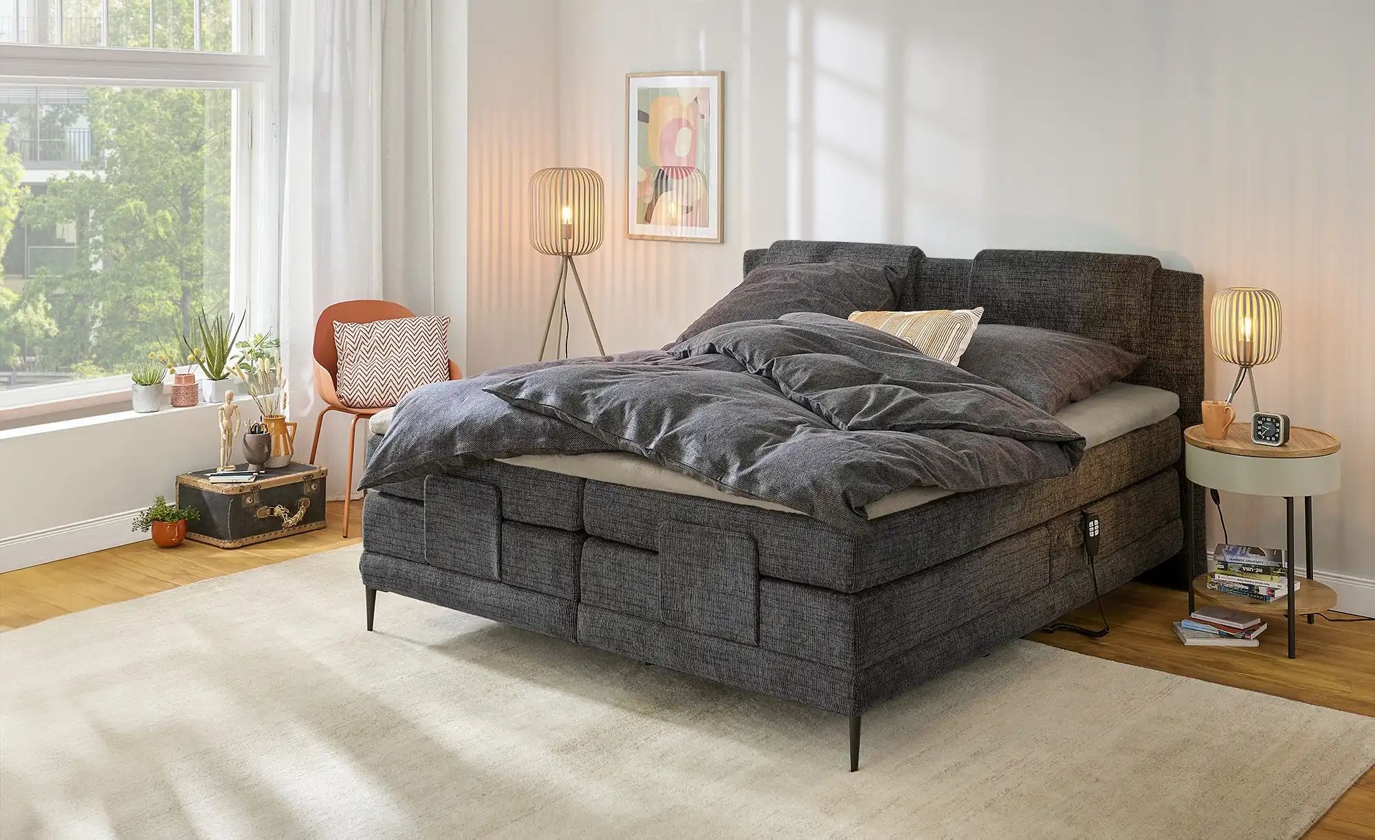 switch Motor-Boxspringbett  Wave ¦ grau ¦ Maße (cm): B: 150 H: 111 Betten > günstig online kaufen