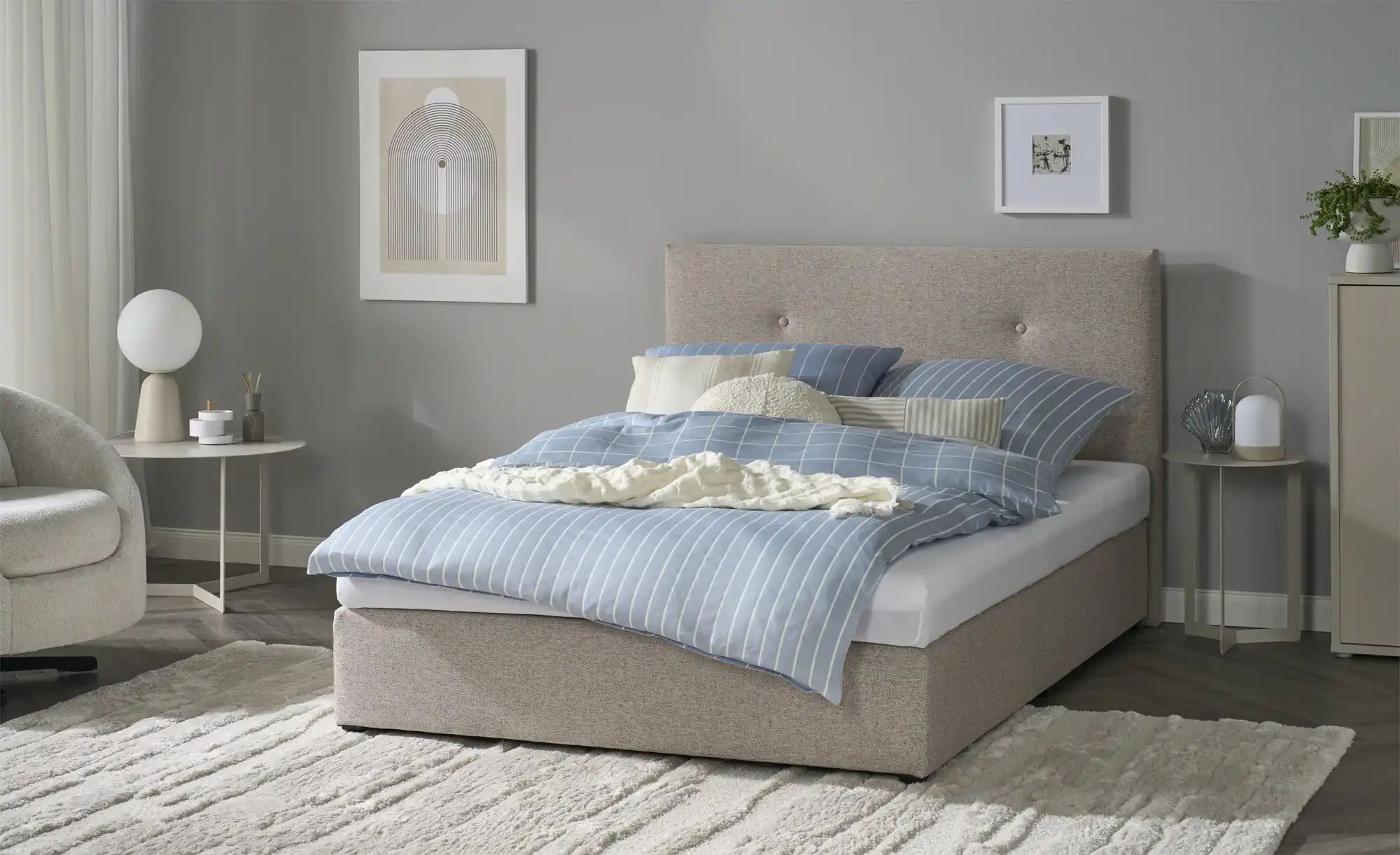 Boxbett 140x200 cm  Härtegrad H3 Darwen ¦ beige ¦ Maße (cm): B: 147 H: 104 günstig online kaufen