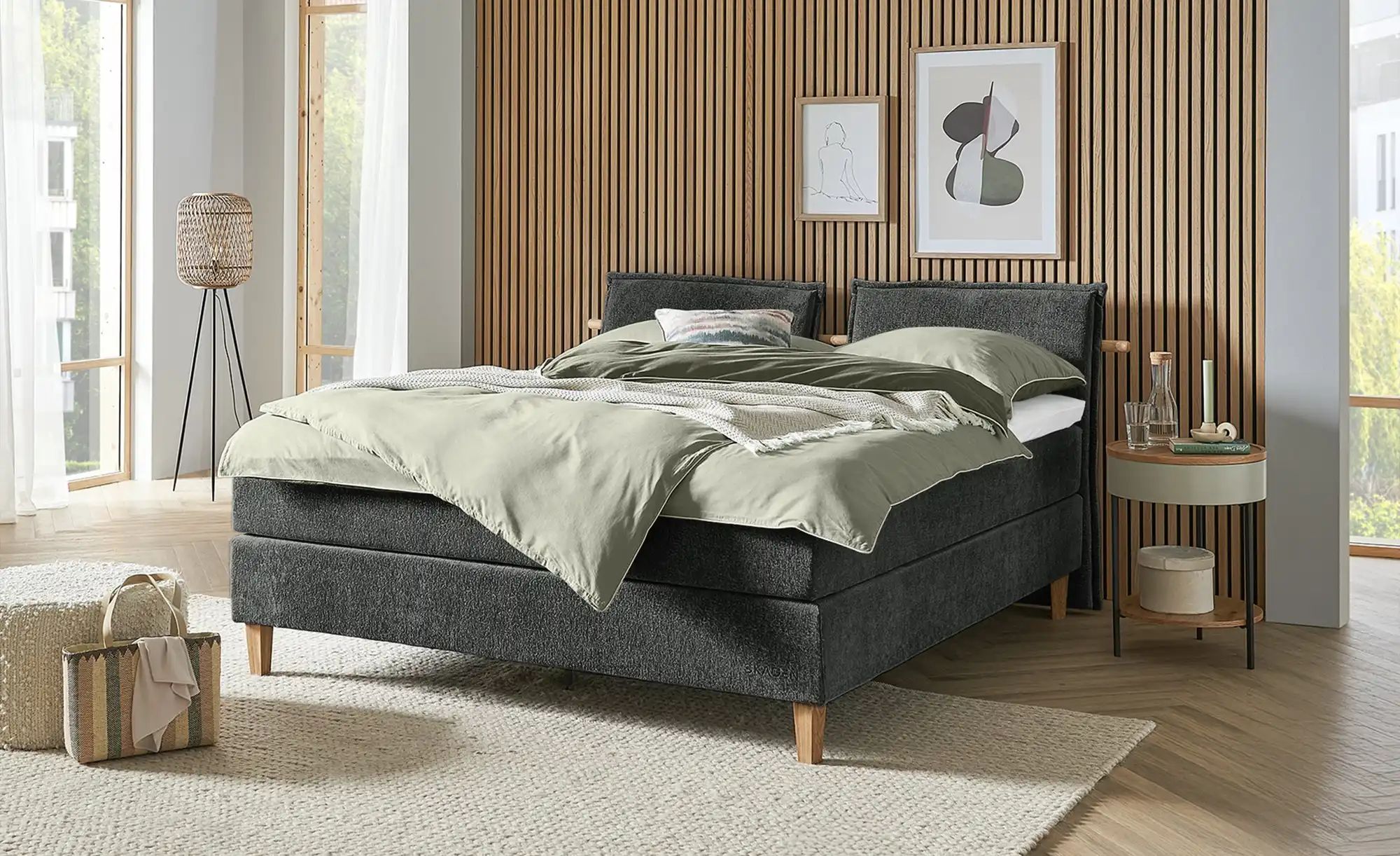 SKAGEN STUDIO Boxspringbett  Voodie ¦ grau ¦ Maße (cm): B: 202 H: 107 Bette günstig online kaufen