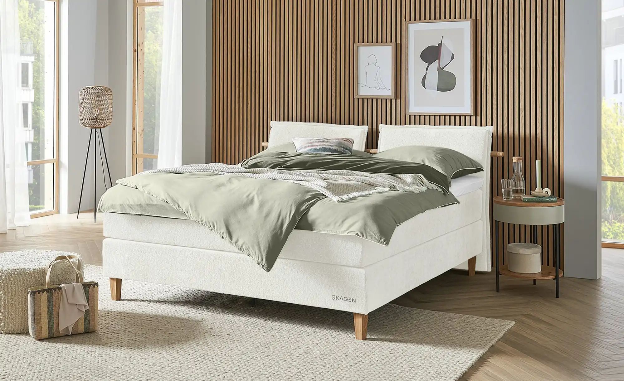 SKAGEN STUDIO Boxspringbett  Voodie ¦ creme ¦ Maße (cm): B: 202 H: 107 Bett günstig online kaufen
