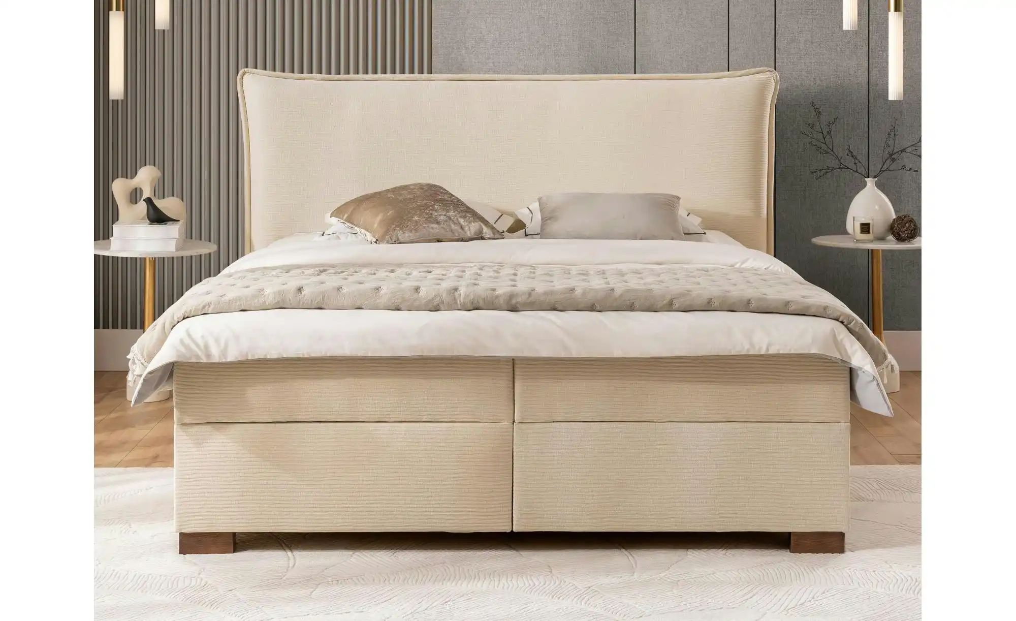 Boxspringbett   ¦ beige ¦ Maße (cm): B: 220 H: 119 Betten > Boxspringbetten günstig online kaufen