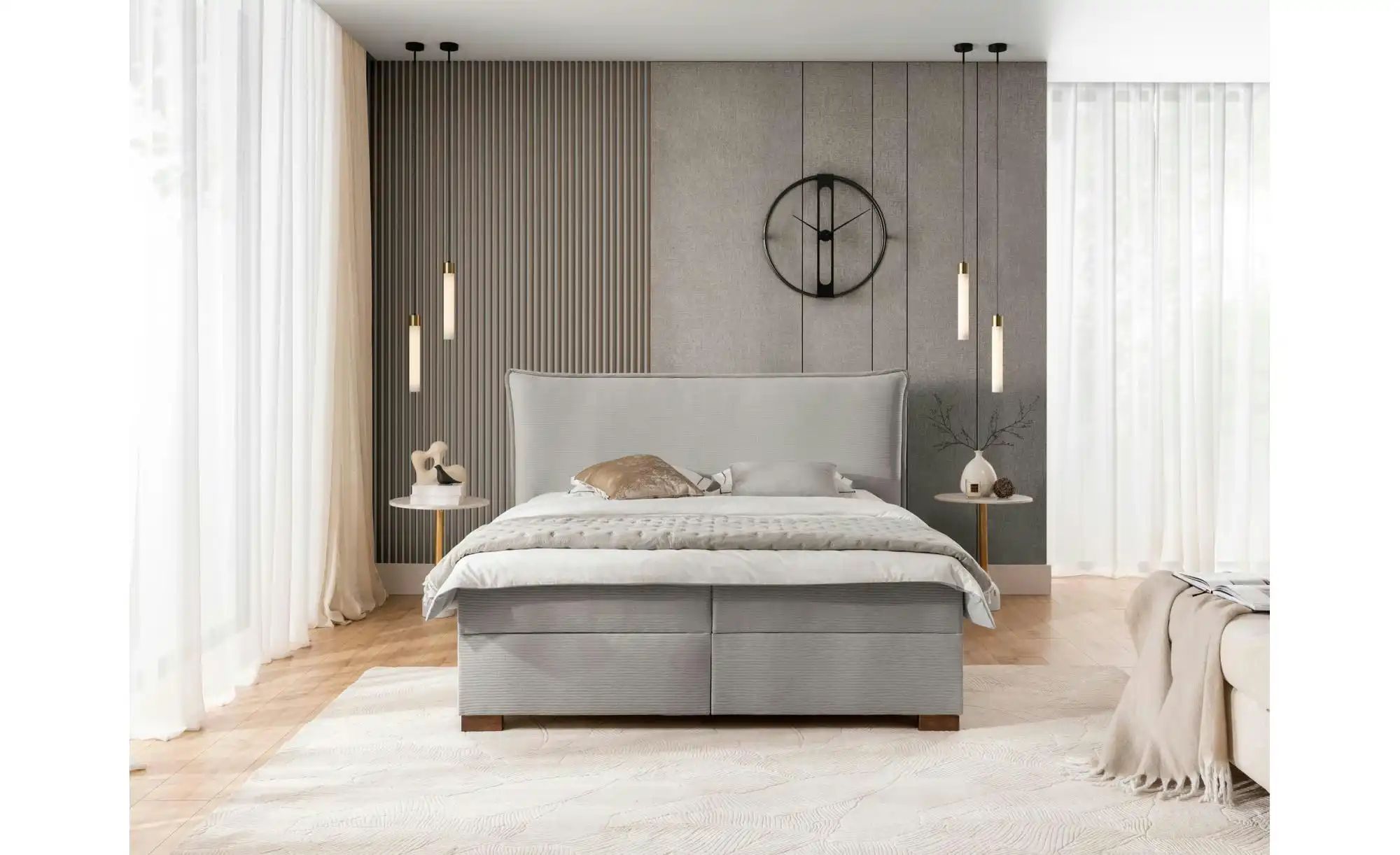 Boxspringbett   ¦ grau ¦ Maße (cm): B: 220 H: 119 Betten > Boxspringbetten günstig online kaufen