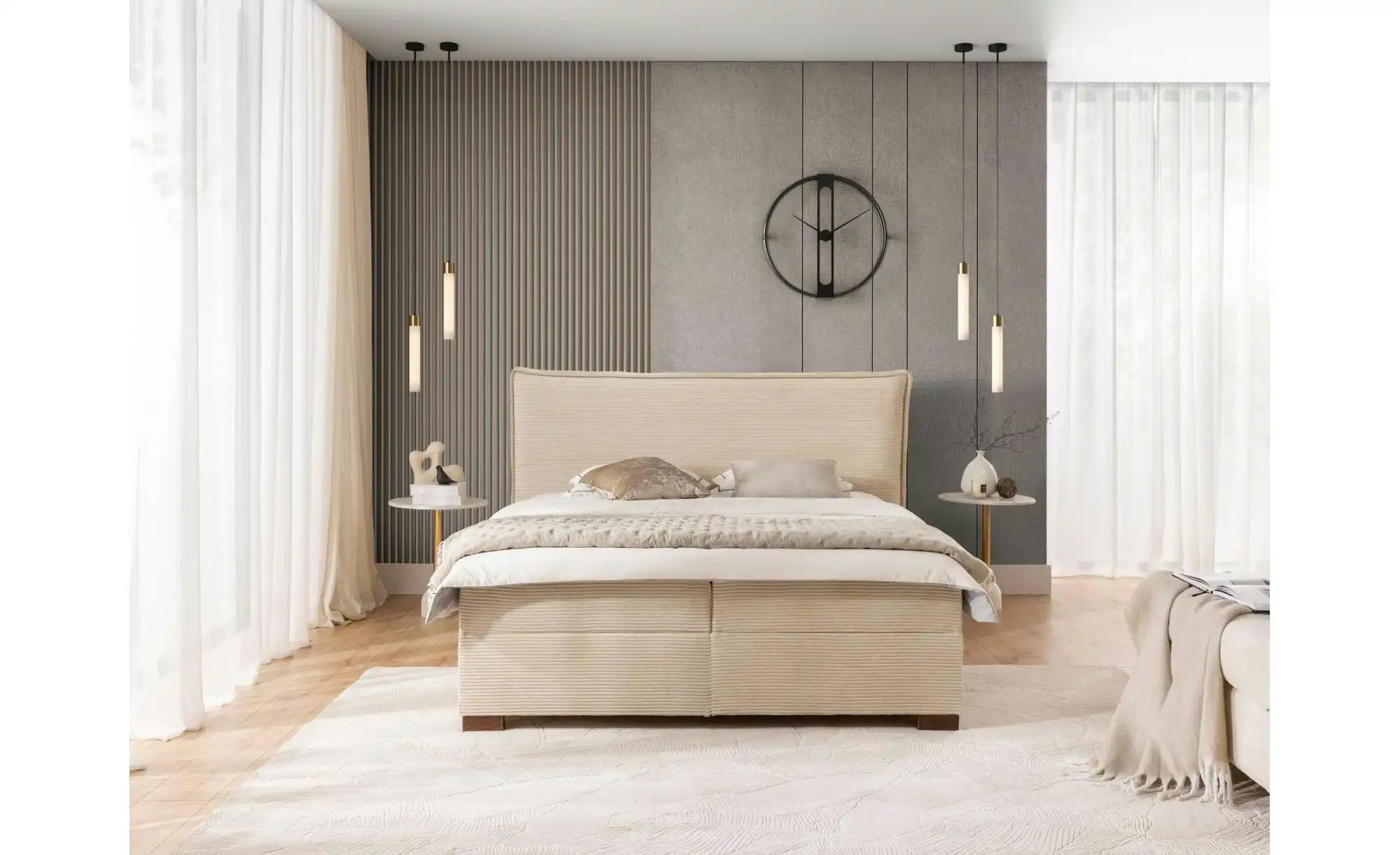 Boxspringbett   ¦ beige ¦ Maße (cm): B: 180 H: 119 Betten > Boxspringbetten günstig online kaufen