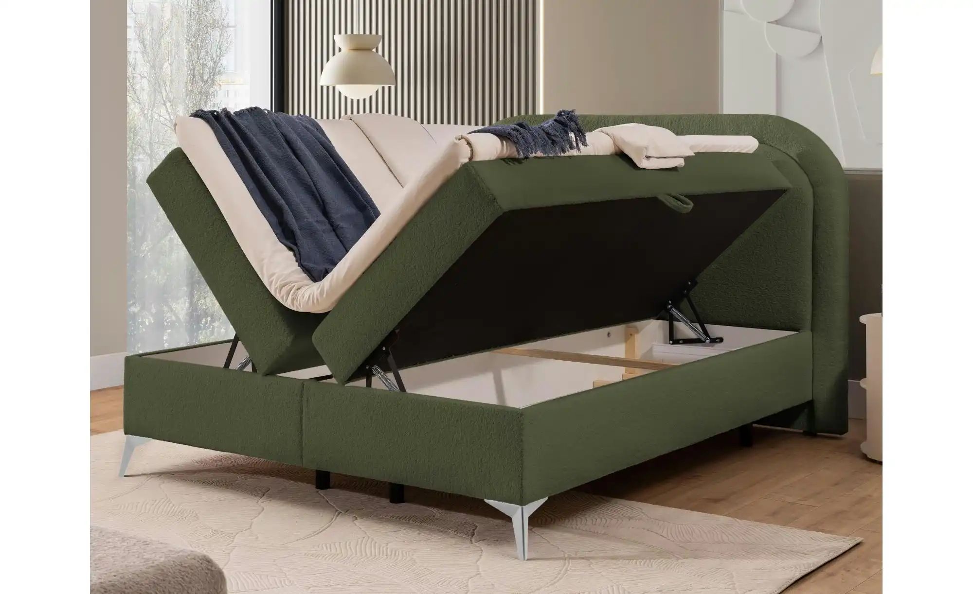 Thumbnail - Boxspringbett   ¦ grün ¦ Maße (cm): B: 220 H: 120 Betten > Boxspringbetten - Höffner