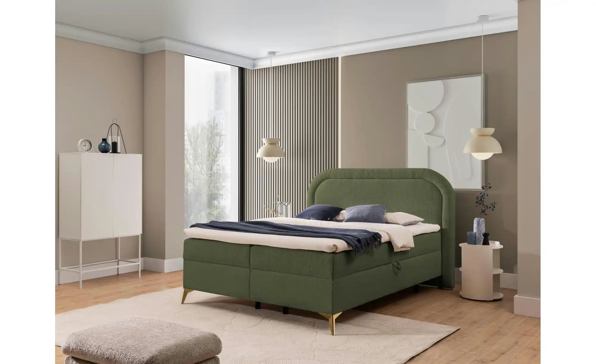 Thumbnail - Boxspringbett ¦ grün ¦ Maße (cm): B: 180 H: 120 Betten > Boxspringbetten - Höffner