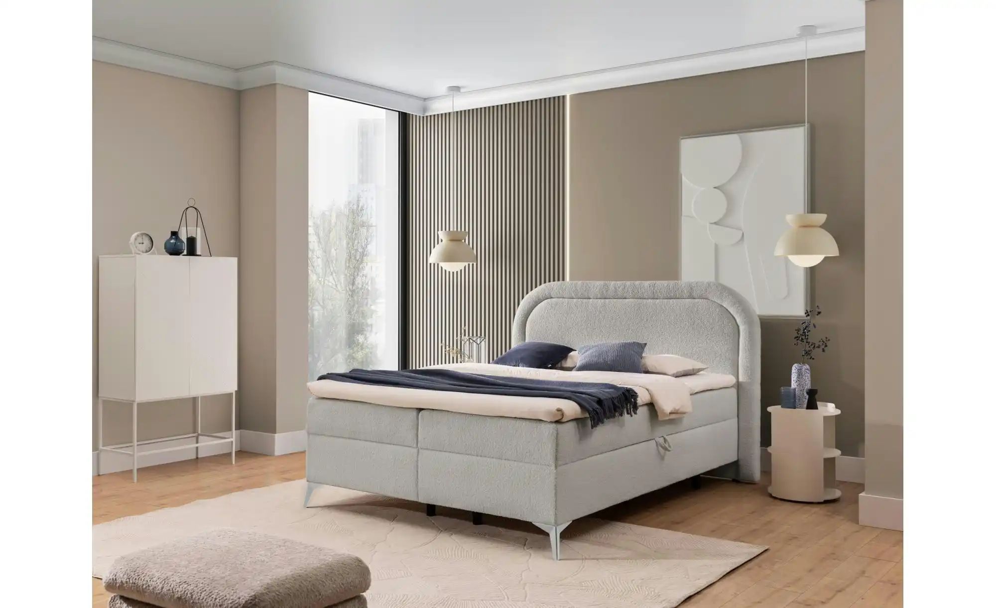 Boxspringbett   ¦ grau ¦ Maße (cm): B: 160 H: 120 Betten > Boxspringbetten günstig online kaufen