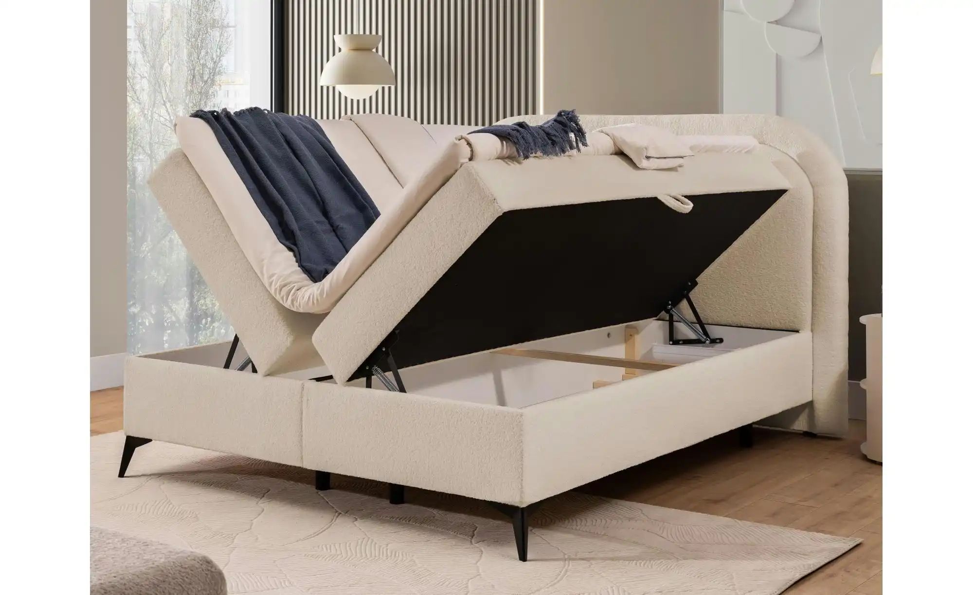 Boxspringbett   ¦ beige ¦ Maße (cm): B: 200 H: 120 Betten > Boxspringbetten günstig online kaufen