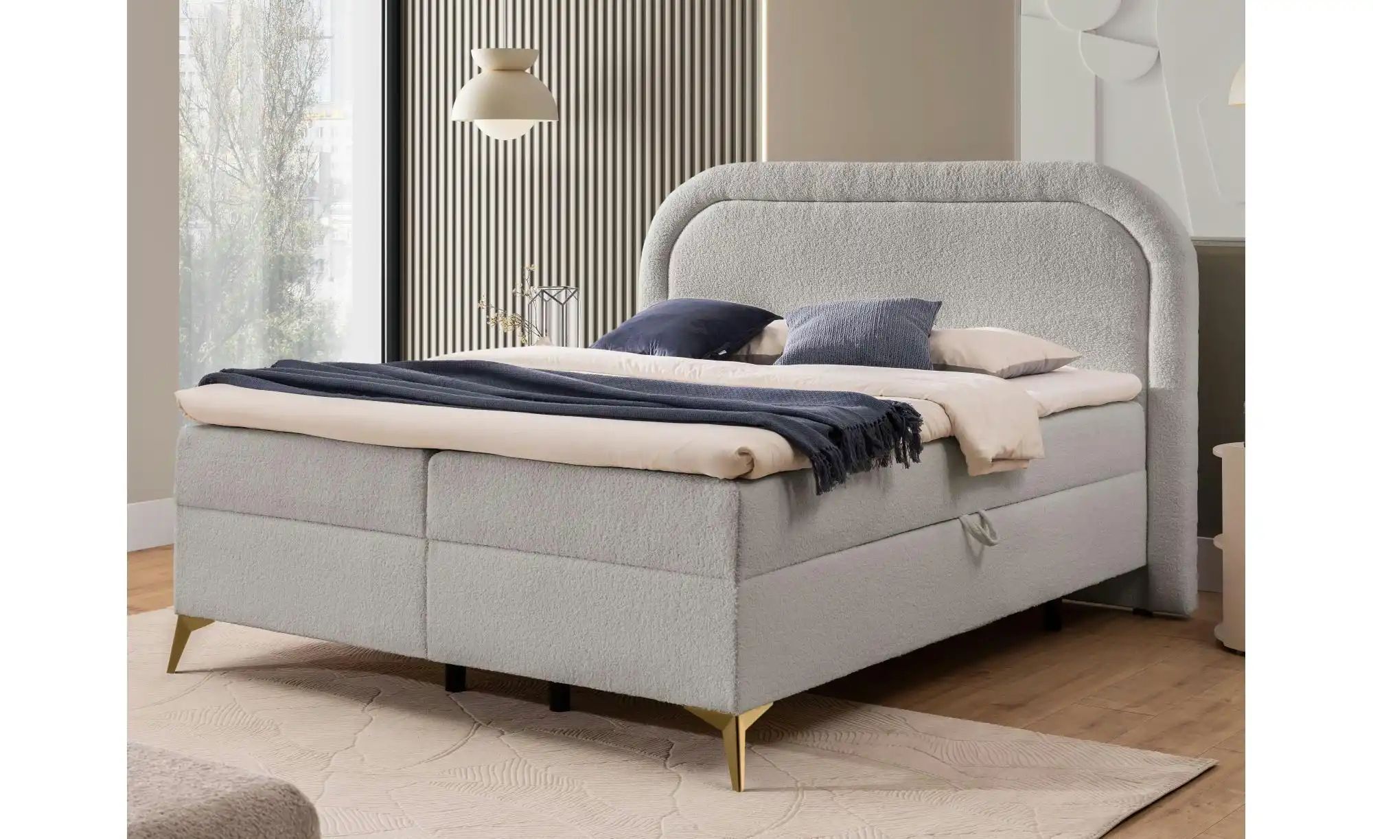 Boxspringbett   ¦ grau ¦ Maße (cm): B: 200 H: 120 Betten > Boxspringbetten günstig online kaufen