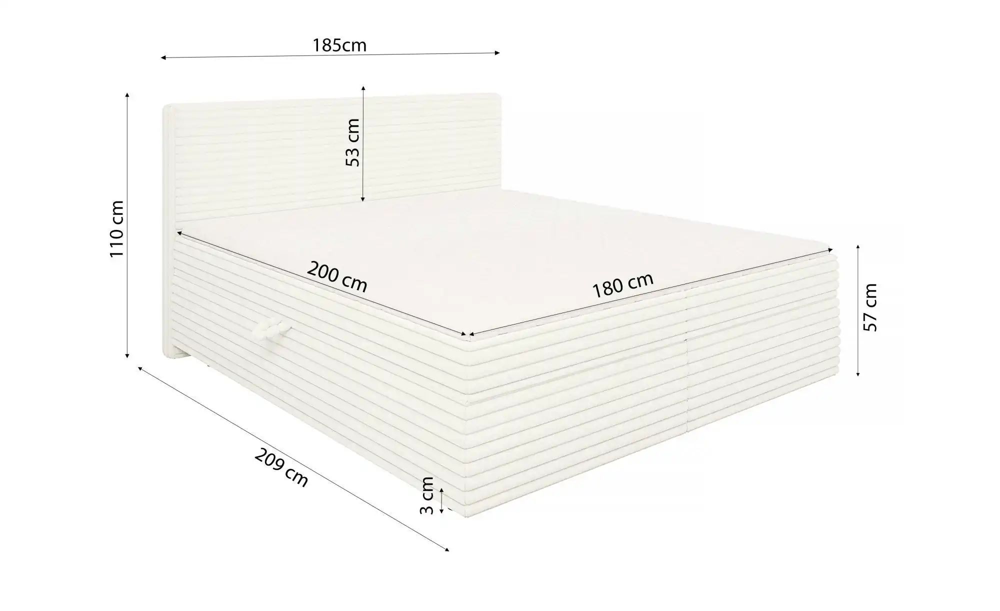 S-STYLE Boxbett Cord  mit Stauraum und Topper  H3 Neo ¦ beige ¦ Maße (cm): günstig online kaufen