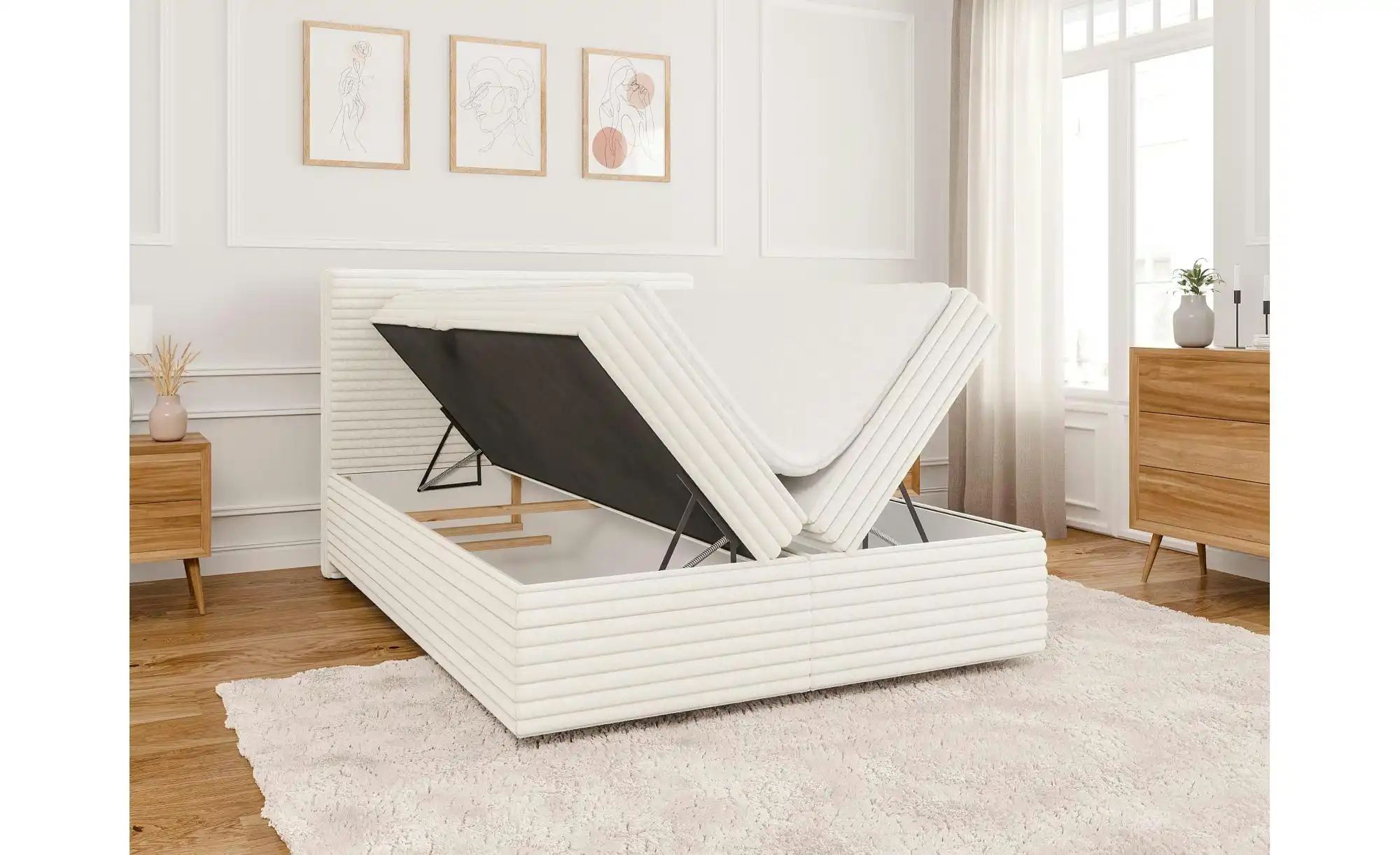 S-STYLE Boxbett Cord  mit Stauraum und Topper  H3 Neo ¦ beige ¦ Maße (cm): günstig online kaufen