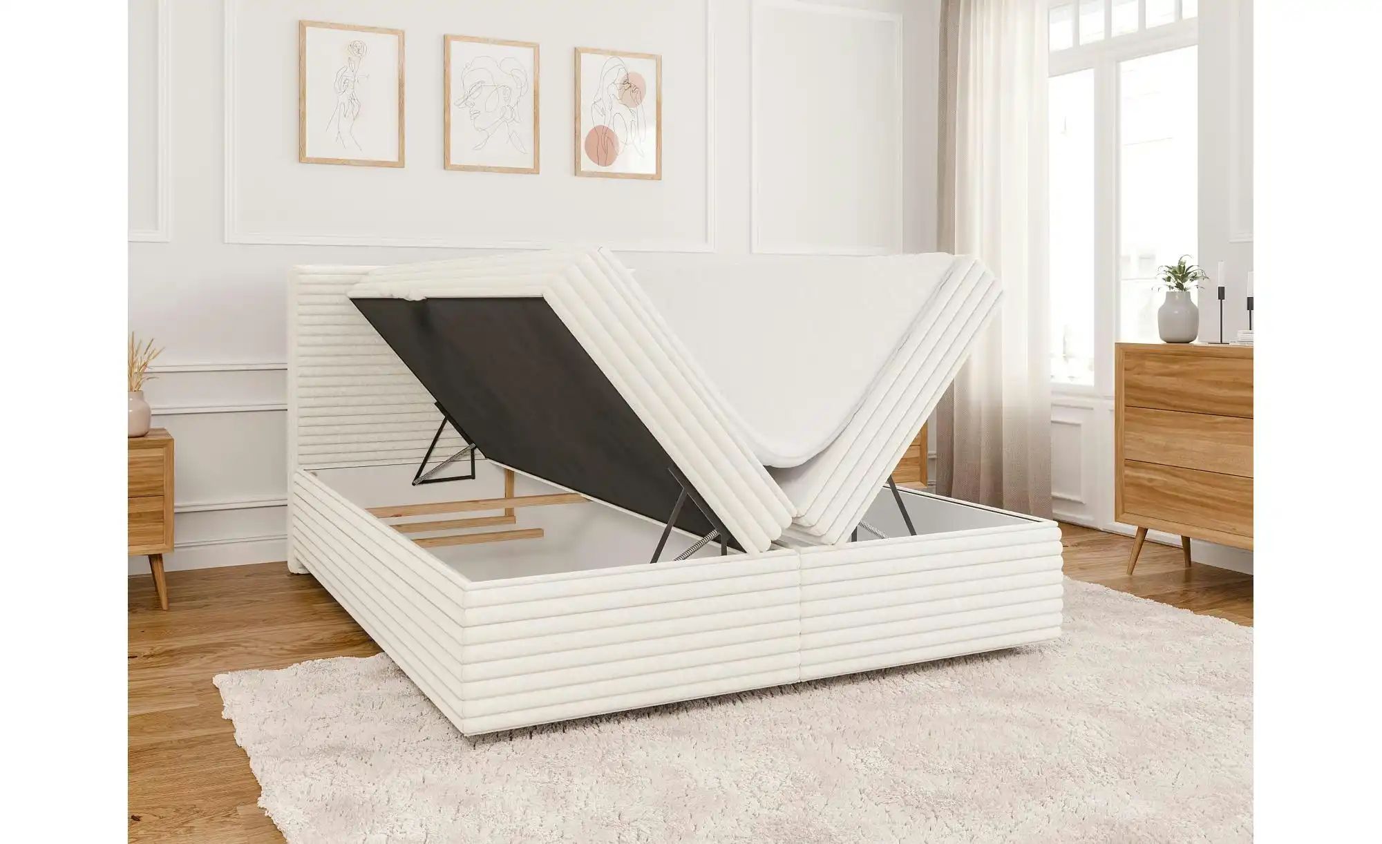 Thumbnail - Boxbett mit Stauraum und Topper  H3 Neo ¦ beige ¦ Maße (cm): B: 165 H: 110 Betten > Boxspringbetten - Höffner