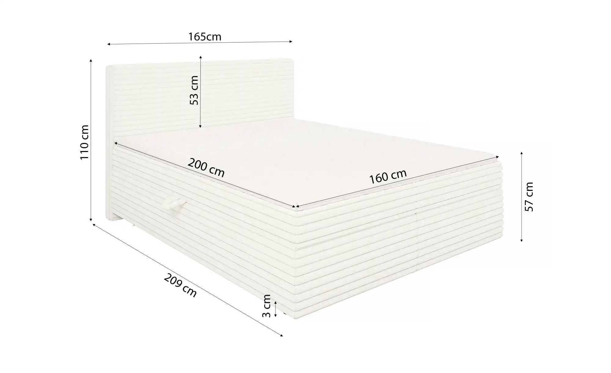 Thumbnail - Boxbett mit Stauraum und Topper  H3 Neo ¦ beige ¦ Maße (cm): B: 165 H: 110 Betten > Boxspringbetten - Höffner