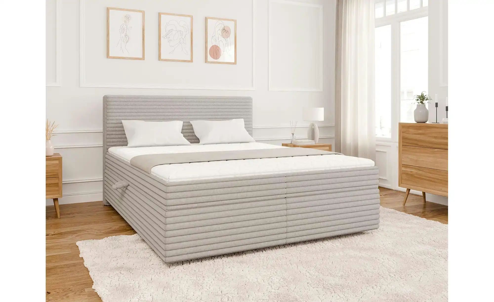 S-STYLE Boxbett Cord  mit Stauraum und Topper  H3 Neo ¦ grau ¦ Maße (cm): B günstig online kaufen