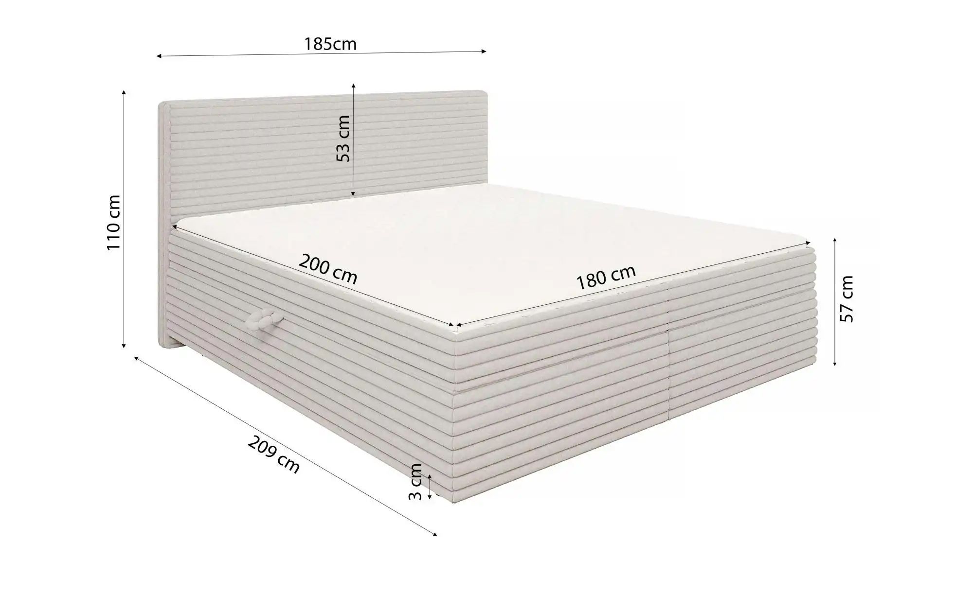Thumbnail - Boxbett mit Stauraum und Topper H3 Neo ¦ grau ¦ Maße (cm): B: 185 H: 110 Betten > Boxspringbetten - Höffner