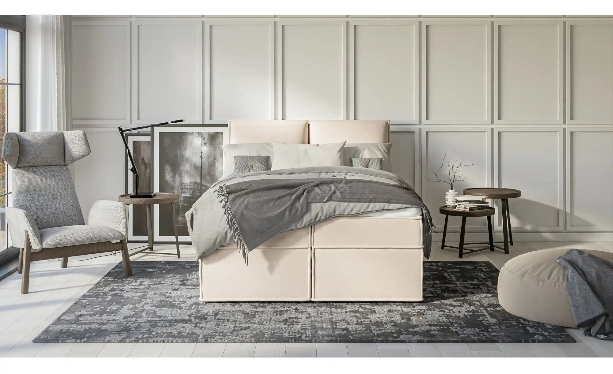 Thumbnail - Boxbett mit Stauraum und Topper H3 Uma ¦ beige ¦ Maße (cm): B: 140 H: 103 Betten > Boxspringbetten - Höffner