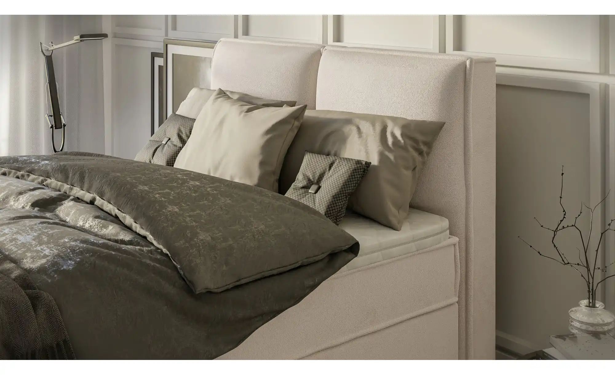 Thumbnail - Boxbett mit Stauraum und Topper H3 Uma ¦ beige ¦ Maße (cm): B: 140 H: 103 Betten > Boxspringbetten - Höffner