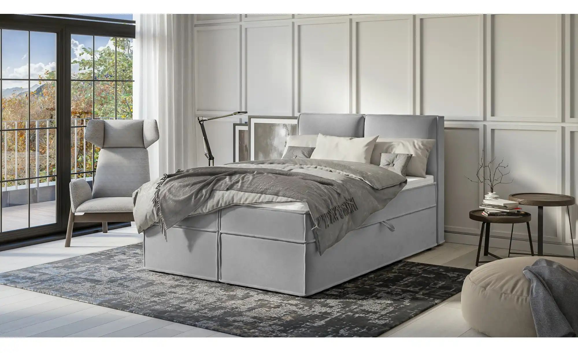 Boxbett mit Stauraum und Topper  H3 Uma ¦ grau ¦ Maße (cm): B: 140 H: 103 B günstig online kaufen