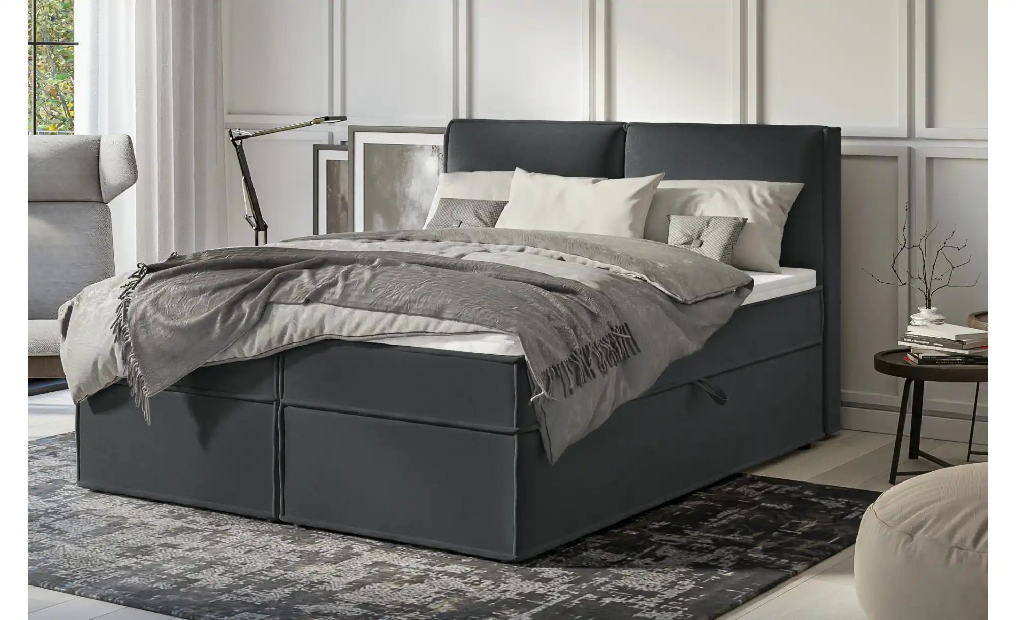 S-STYLE Boxbett mit Stauraum und Topper  H3 Uma ¦ grau ¦ Maße (cm): B: 160 günstig online kaufen