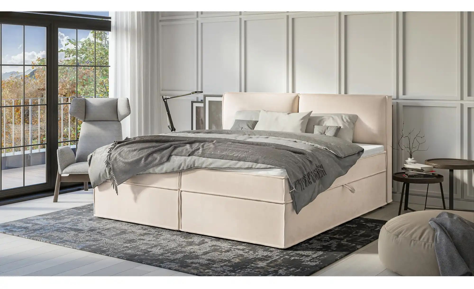 Boxbett mit Stauraum und Topper  H3 Uma ¦ beige ¦ Maße (cm): B: 200 H: 103 günstig online kaufen