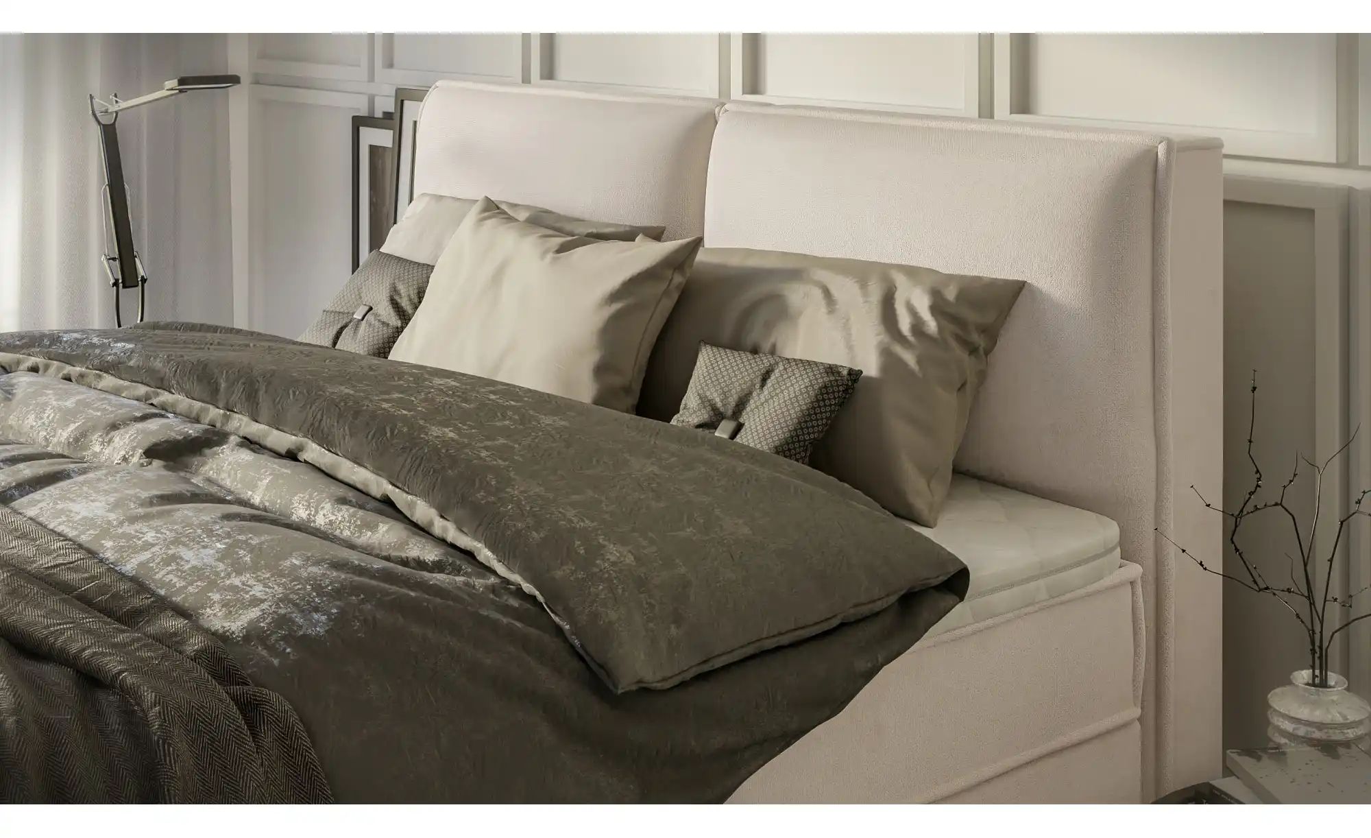 Boxbett mit Stauraum und Topper  H3 Uma ¦ beige ¦ Maße (cm): B: 180 H: 103 günstig online kaufen