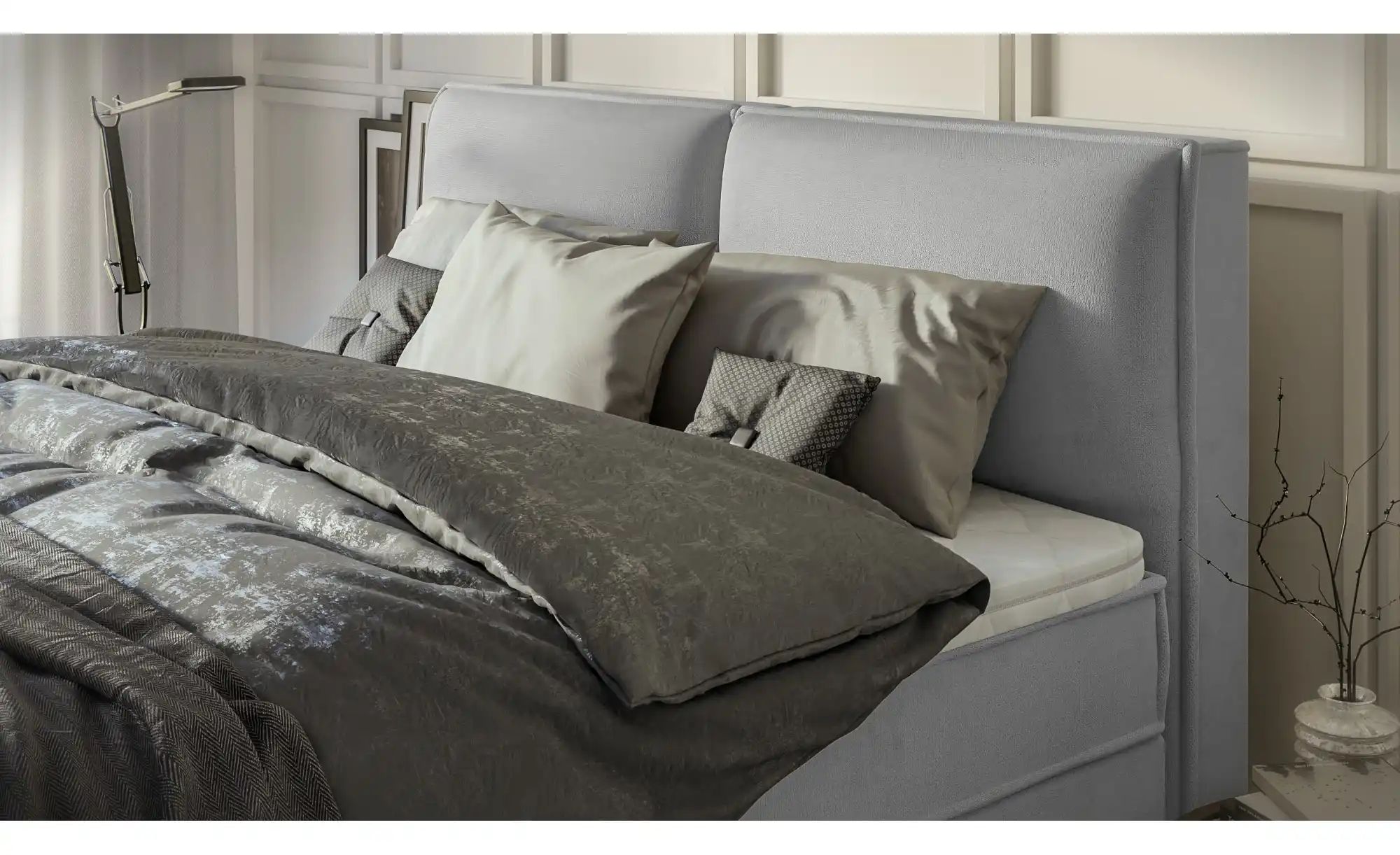 Thumbnail - S-STYLE Boxbett mit Stauraum und Topper  H3 Uma ¦ grau ¦ Maße (cm): B: 180 H: 103 Betten > Boxspringbetten - Höffner