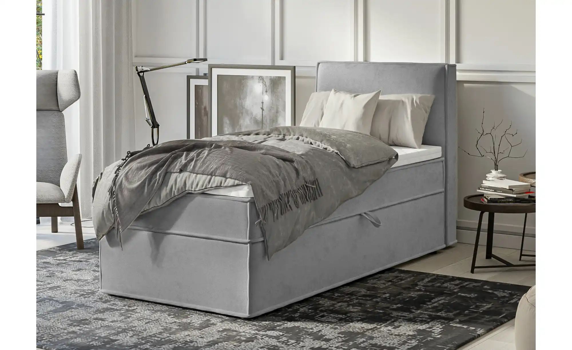 S-STYLE Boxbett mit Stauraum und Topper  H3 Uma ¦ grau ¦ Maße (cm): B: 90 H günstig online kaufen