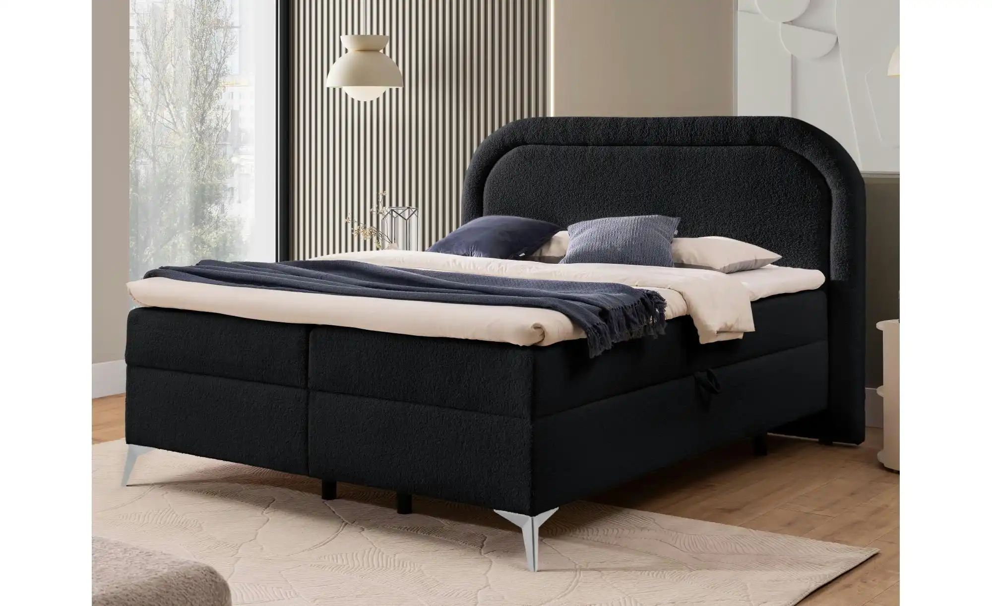 Boxspringbett   ¦ schwarz ¦ Maße (cm): B: 220 H: 120 Betten > Boxspringbett günstig online kaufen