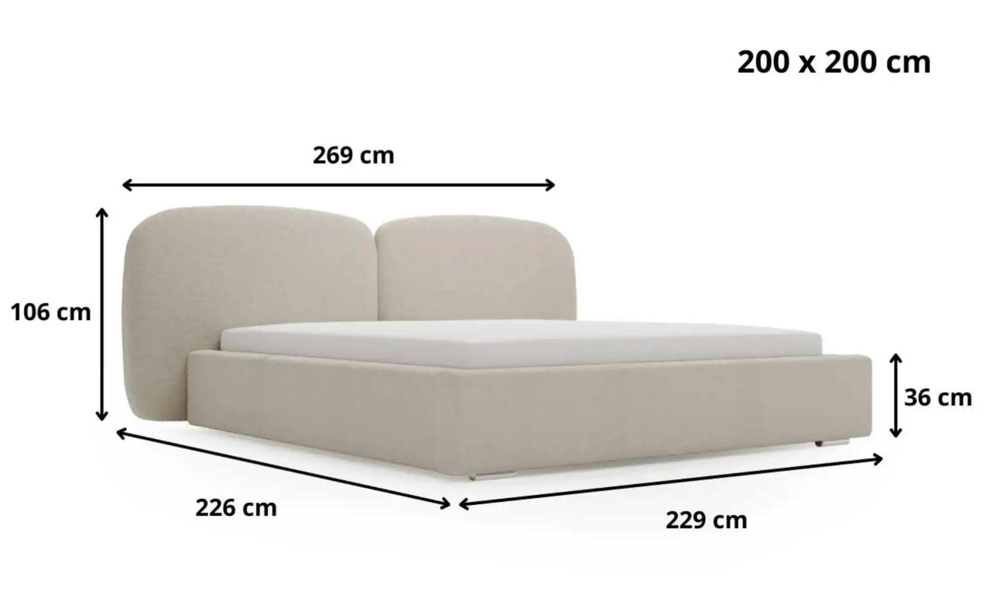 Thumbnail - Polsterbett mit Stauraum Palermo ¦ beige ¦ Maße (cm): B: 269 H: 106 Betten > Polsterbetten - Höffner