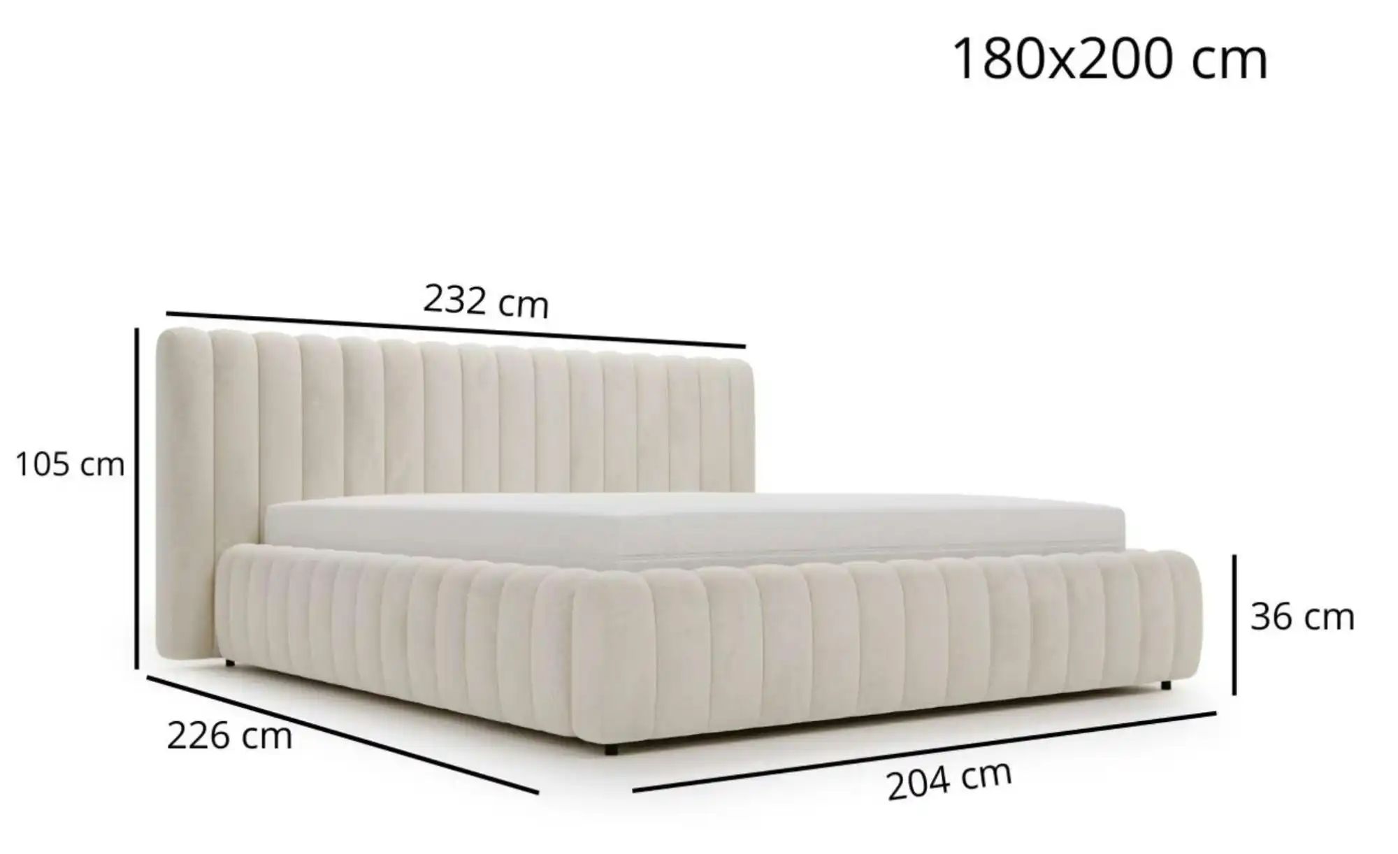 Thumbnail - Polsterbett ¦ beige ¦ Maße (cm): B: 232 H: 105 Betten > Polsterbetten - Höffner