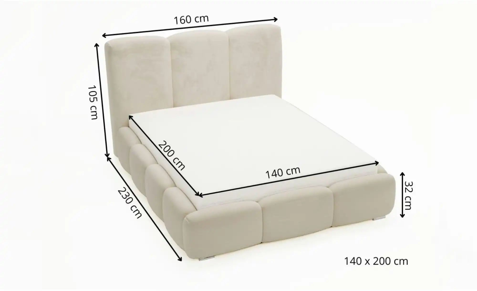 Polsterbett   ¦ beige ¦ Maße (cm): B: 160 H: 105 Betten > Polsterbetten - H günstig online kaufen