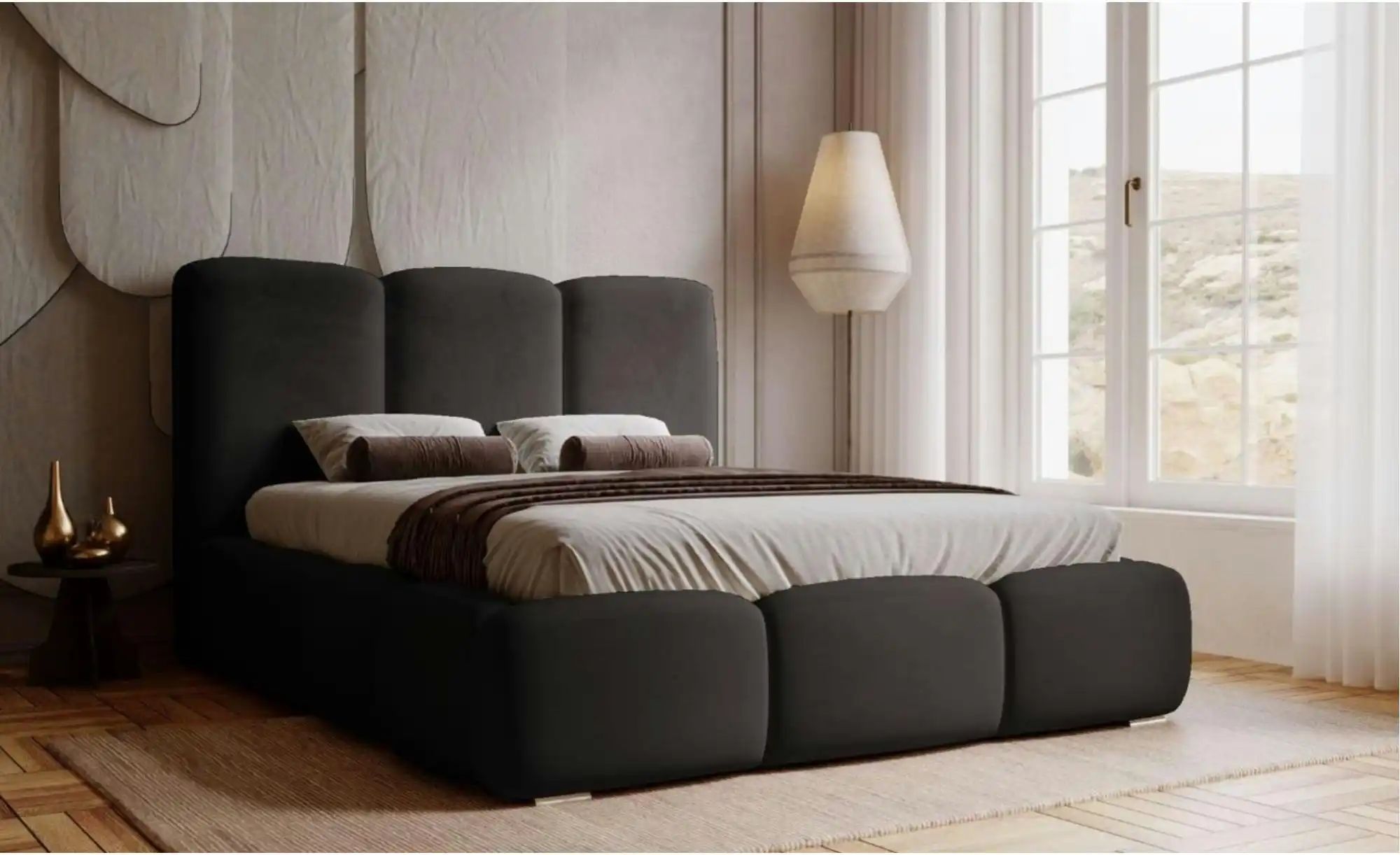 Polsterbett   ¦ schwarz ¦ Maße (cm): B: 220 H: 105 Betten > Polsterbetten - günstig online kaufen