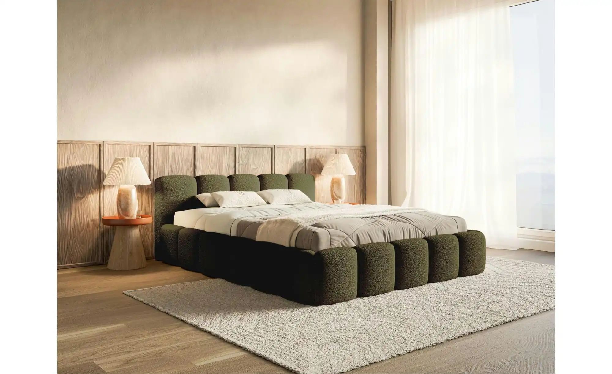 Selsey Polsterbett in Bouclé Cloudy Low ¦ grün ¦ Maße (cm): B: 220 H: 72 Be günstig online kaufen