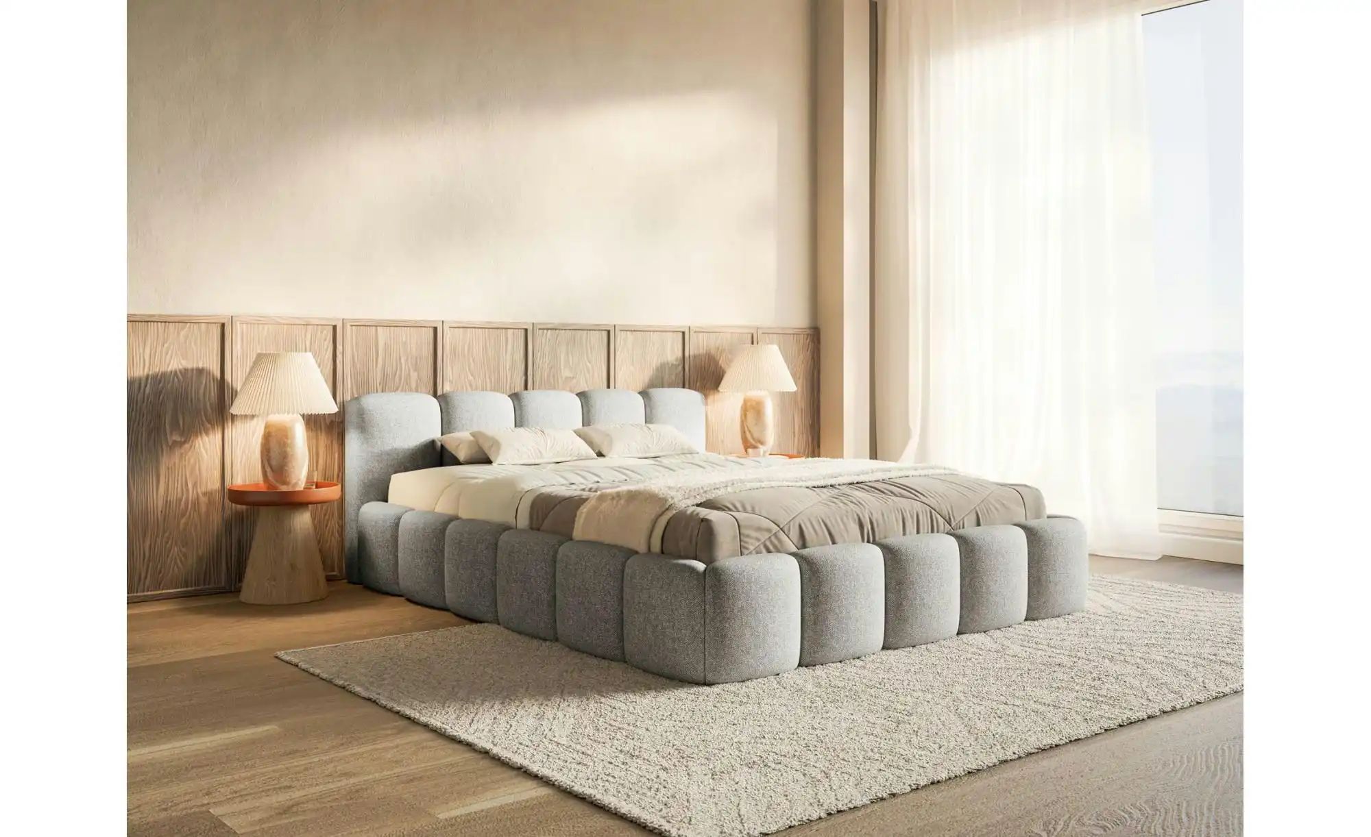 Selsey Polsterbett in Chenille Cloudy Low ¦ grau ¦ Maße (cm): B: 220 H: 72 günstig online kaufen