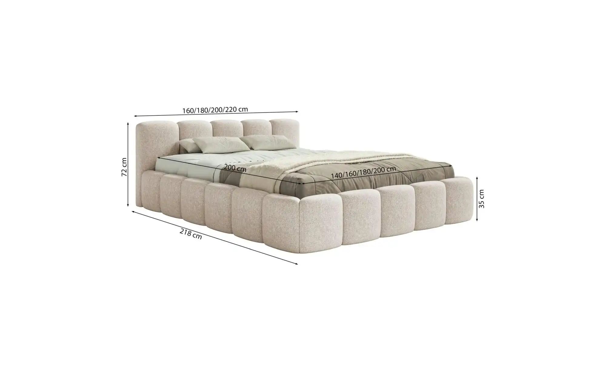 Selsey Polsterbett in Chenille Cloudy Low ¦ gelb ¦ Maße (cm): B: 220 H: 72 günstig online kaufen