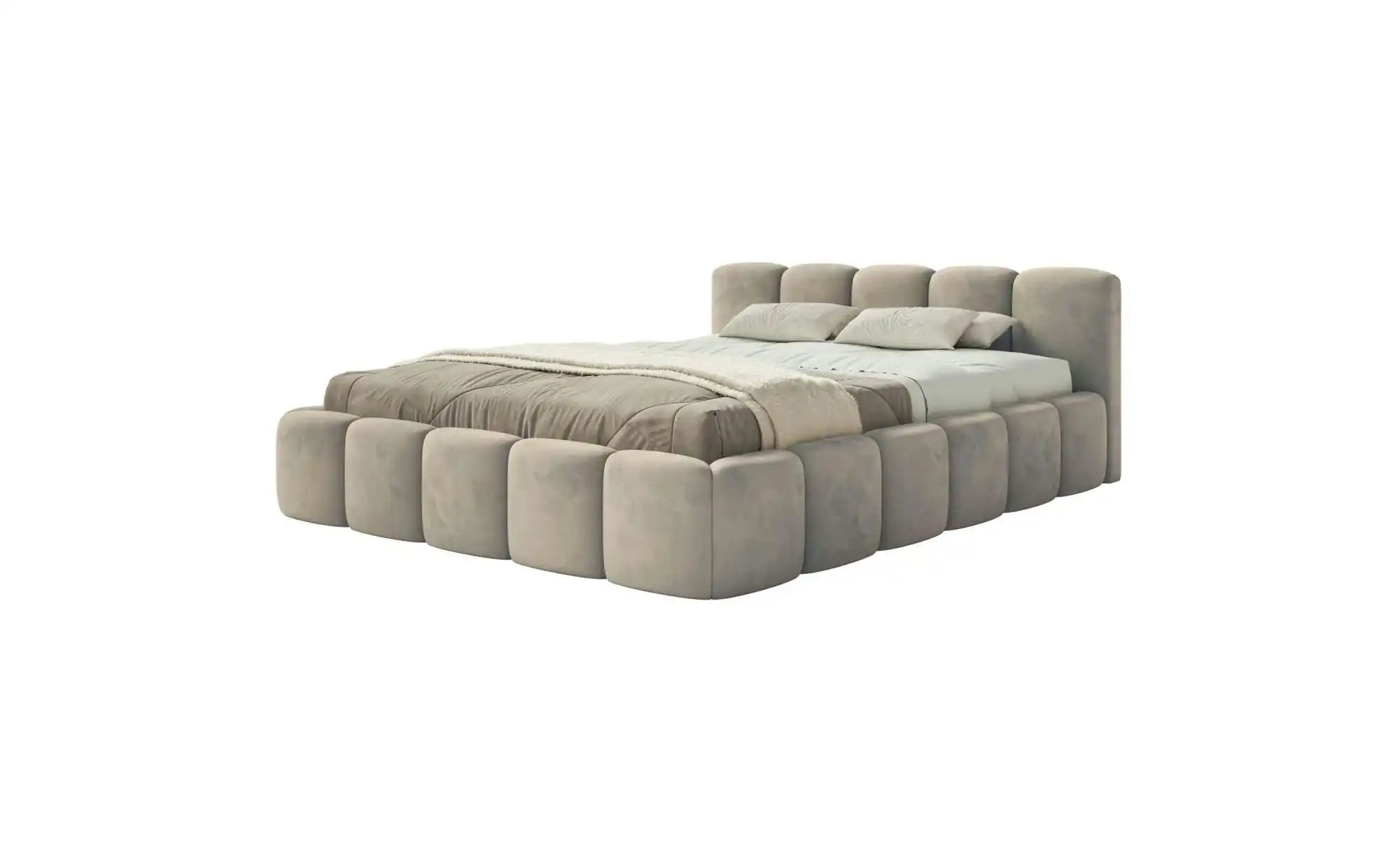Selsey Polsterbett in Velours Cloudy Low  beige  Maße (cm): B: 220 H: 72 | 05900898120123