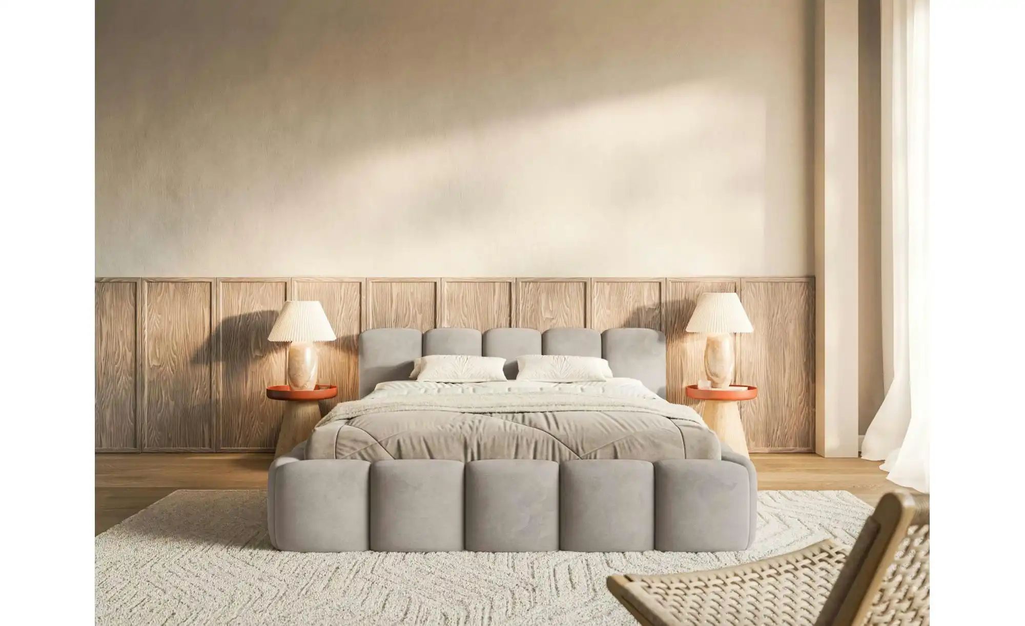 Selsey Polsterbett mit Bettkasten Cloudy Low ¦ grau ¦ Maße (cm): B: 220 H: günstig online kaufen