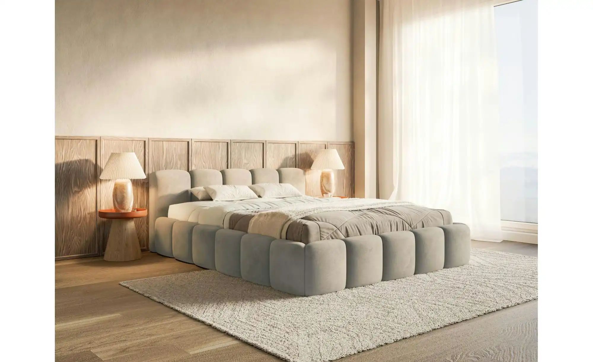 Selsey Polsterbett mit Bettkasten Cloudy Low ¦ beige ¦ Maße (cm): B: 180 H: günstig online kaufen