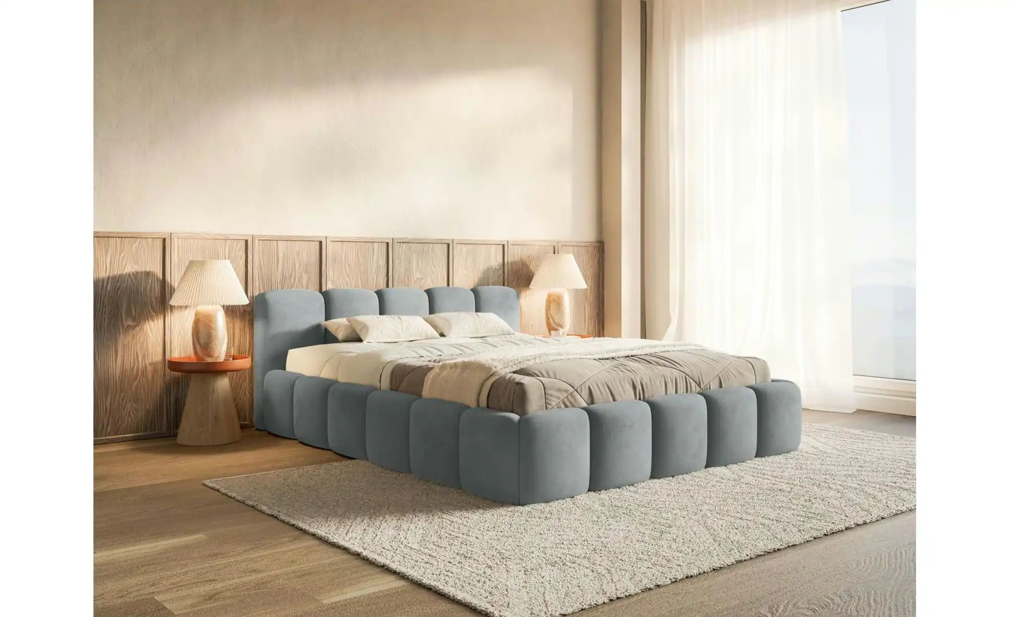 Selsey Polsterbett mit Bettkasten Cloudy Low ¦ grau ¦ Maße (cm): B: 180 H: günstig online kaufen