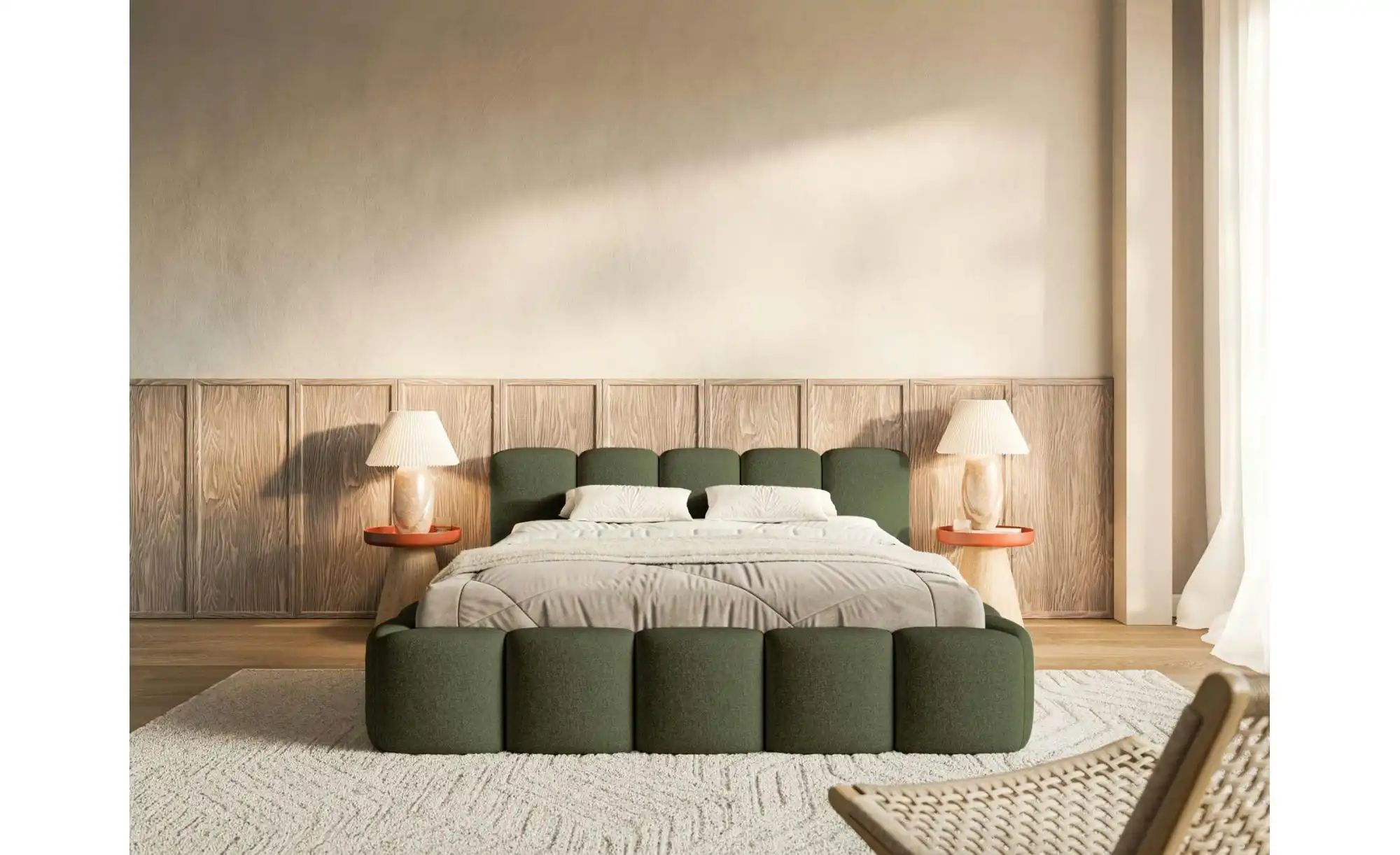 Selsey Polsterbett in Chenille Cloudy Low ¦ grün ¦ Maße (cm): B: 220 H: 72 günstig online kaufen