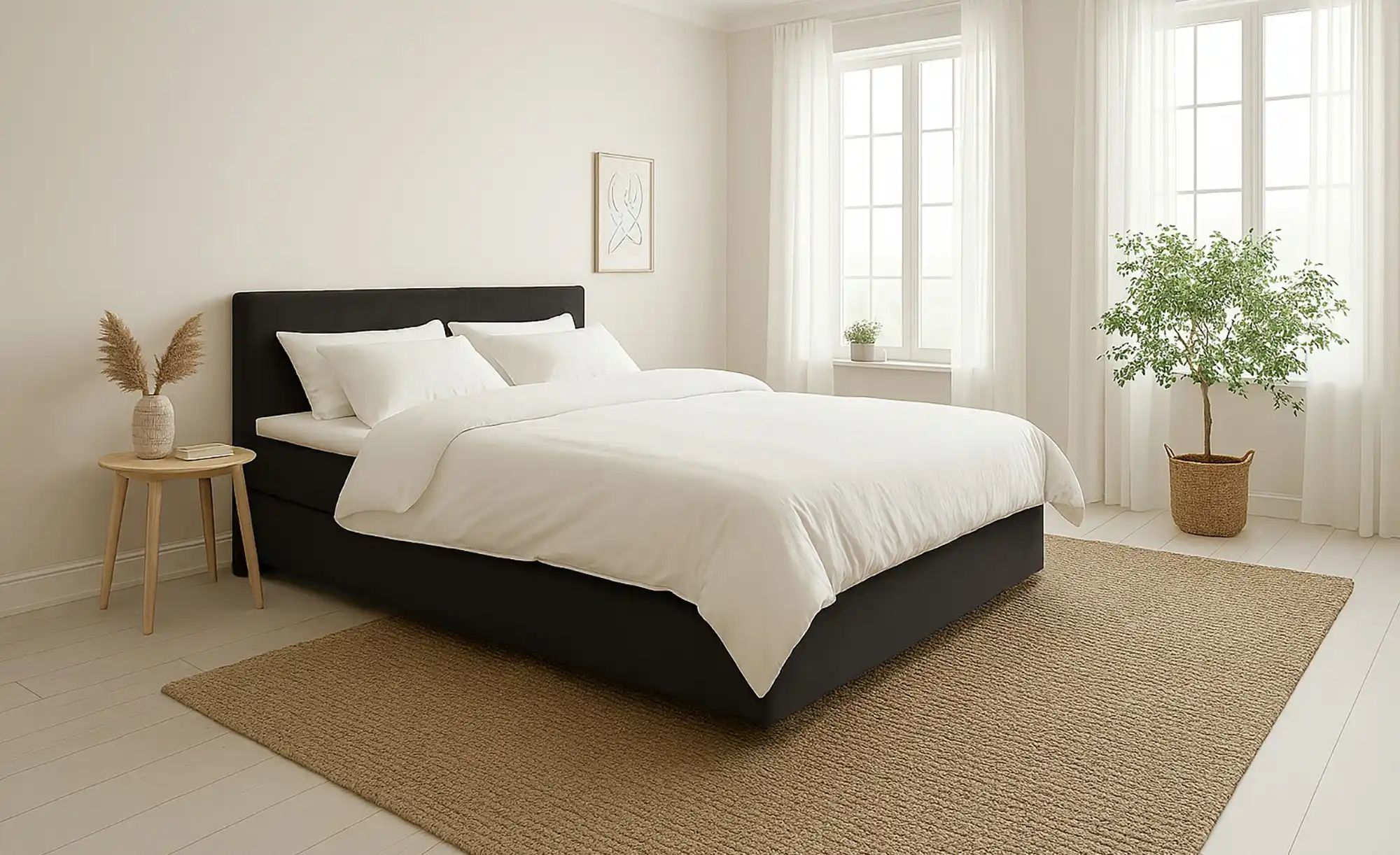 Thumbnail - Boxspringbett 140x200 in anthrazit Elin ¦ schwarz ¦ Maße (cm): B: 140 H: 105 Betten > Boxspringbetten - Höffner