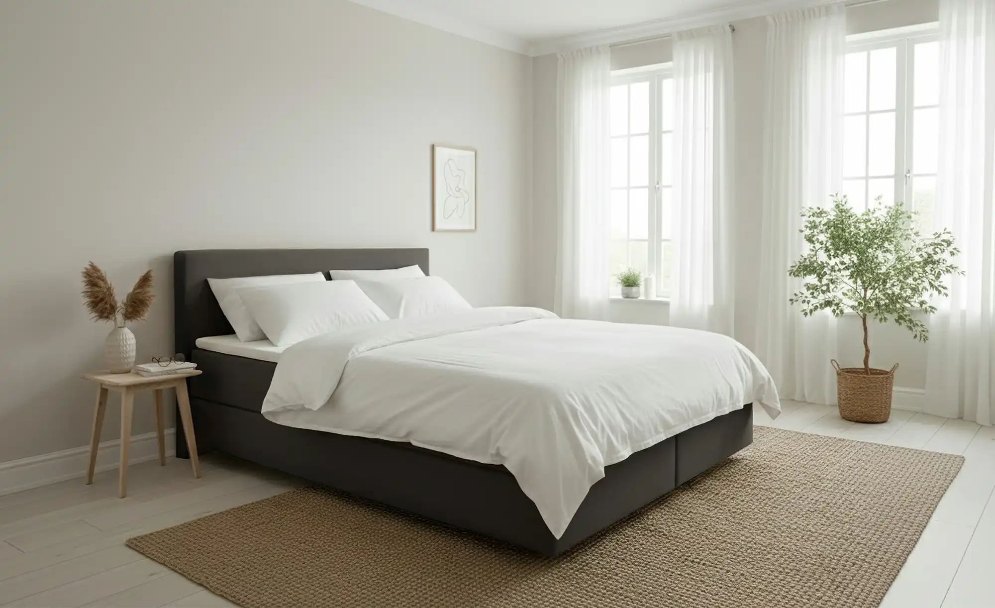 Thumbnail - Boxspringbett 160x200 in anthrazit Elin ¦ schwarz ¦ Maße (cm): B: 160 H: 105 Betten > Boxspringbetten - Höffner