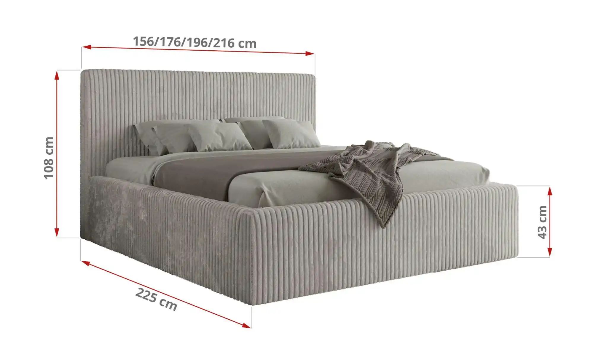 Polsterbett mit Bettkasten Tiliano Classic ¦ grau ¦ Maße (cm): B: 176 H: 10 günstig online kaufen