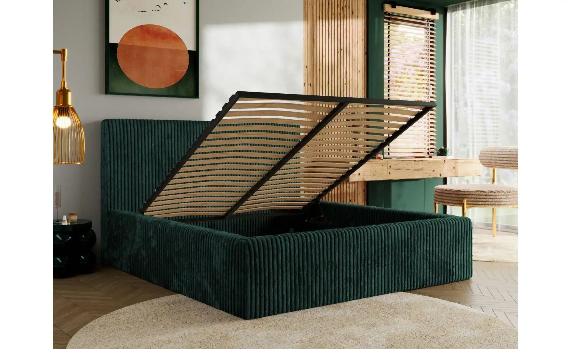 Polsterbett mit Bettkasten Tiliano Classic ¦ grün ¦ Maße (cm): B: 156 H: 10 günstig online kaufen