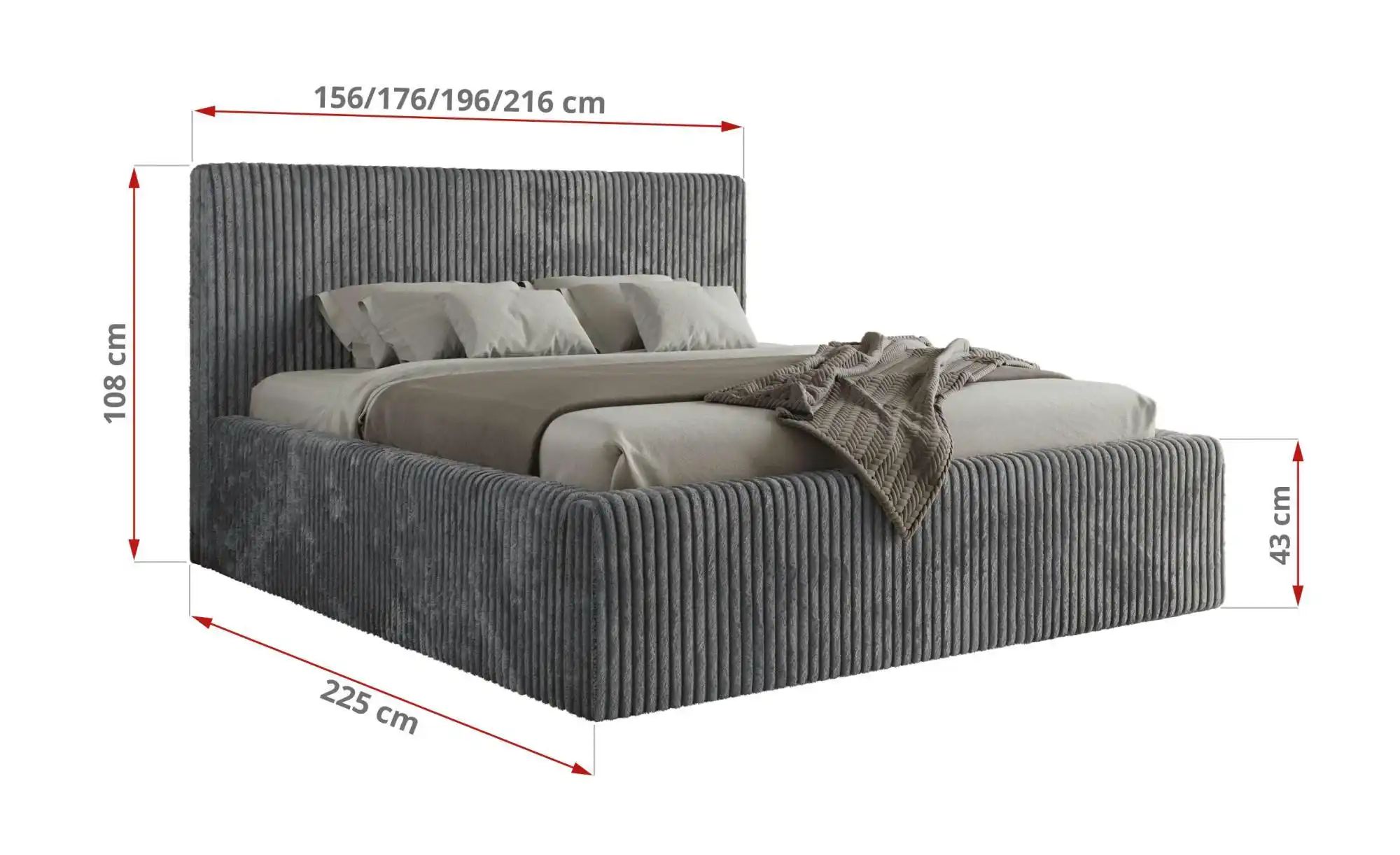 Polsterbett mit Bettkasten Tiliano Classic ¦ grau ¦ Maße (cm): B: 156 H: 10 günstig online kaufen