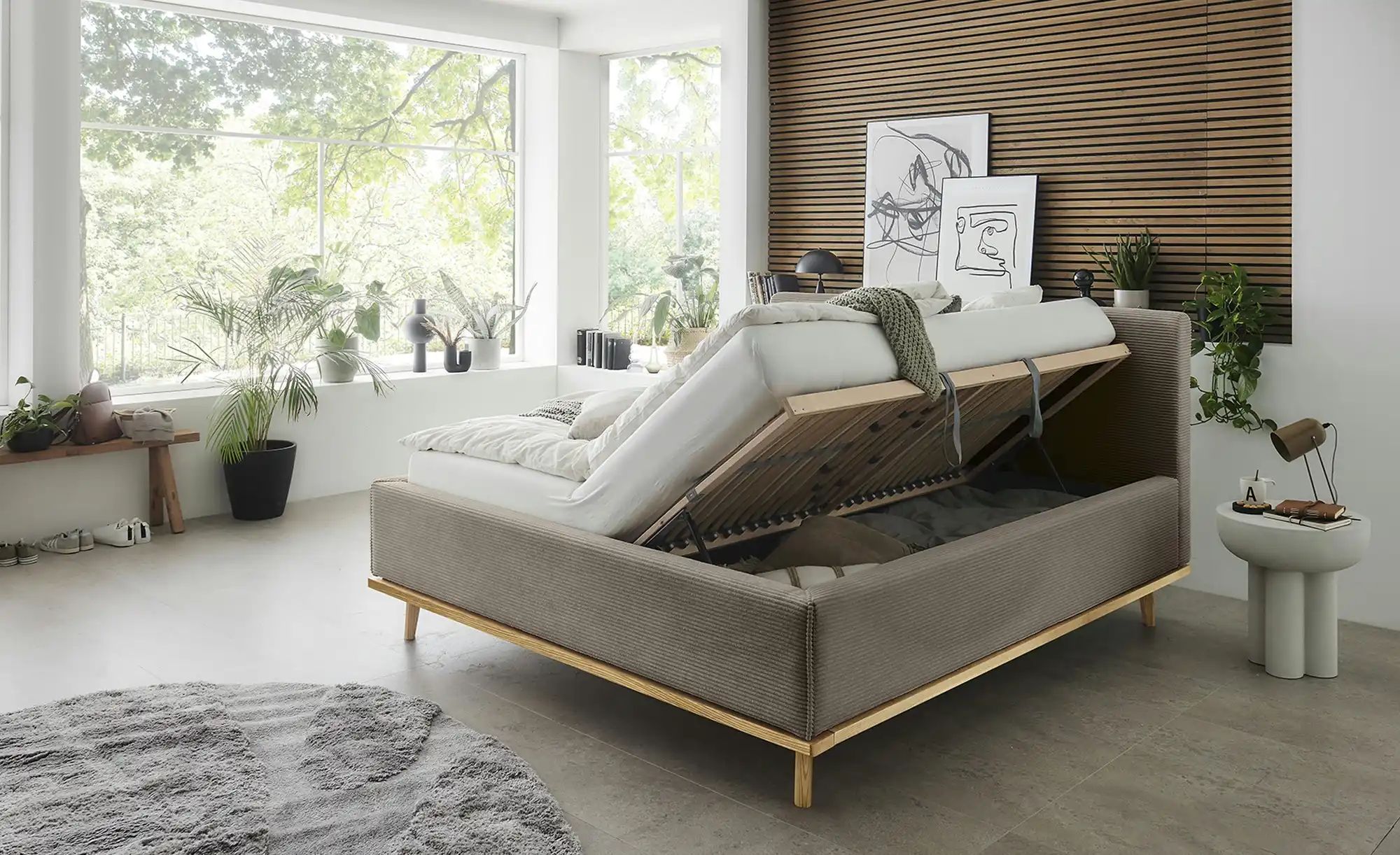 Musterring Polsterbett mit Bettkasten Delphi Cord ¦ grau ¦ Maße (cm): B: 19 günstig online kaufen